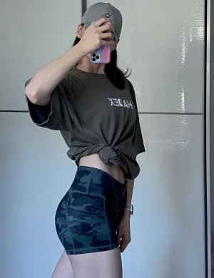 2.5" Printed Side Pockets Yoga Shorts dimgray brushcamo ins_yoga