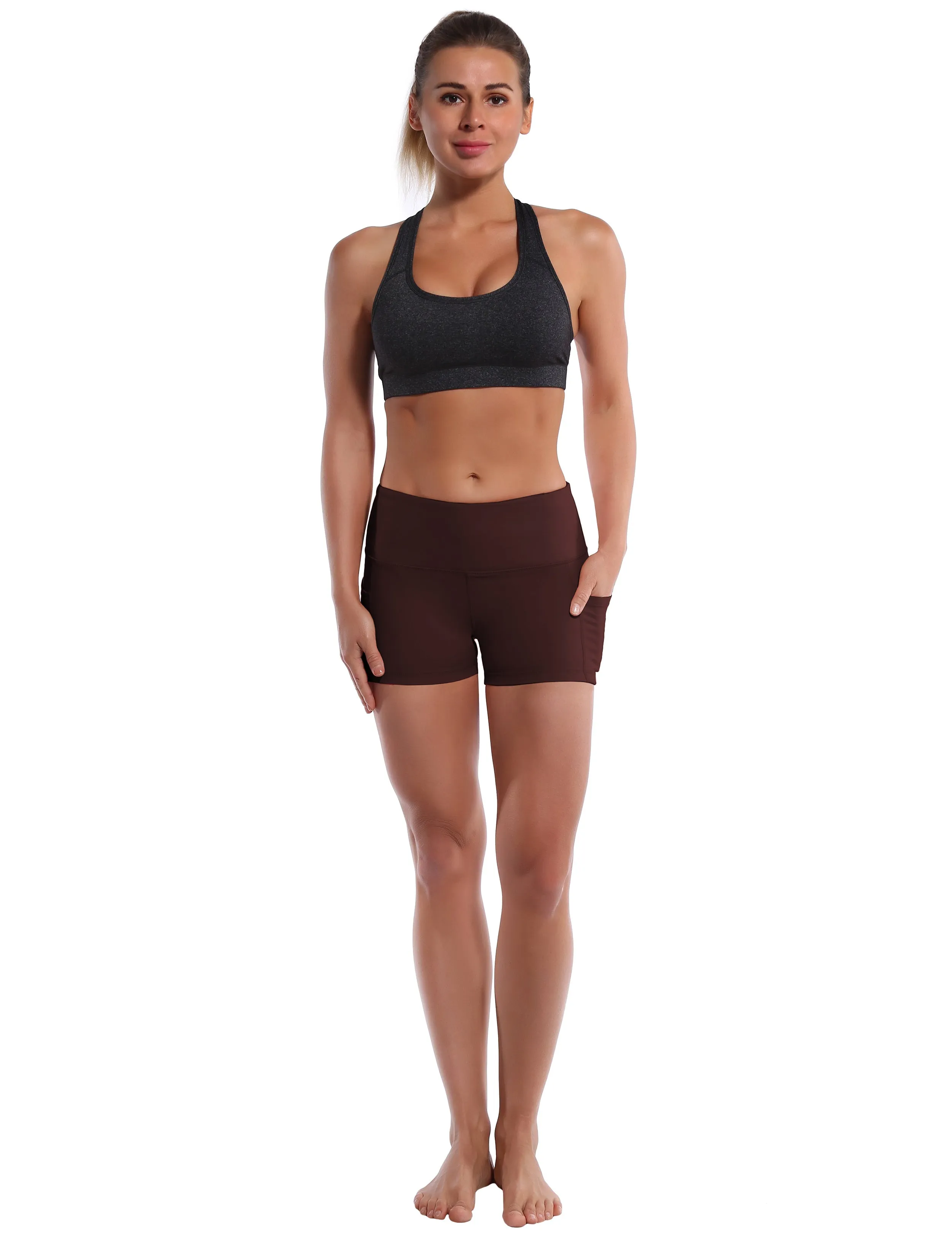 2.5" Side Pockets Yoga Shorts mahoganymaroon_yoga