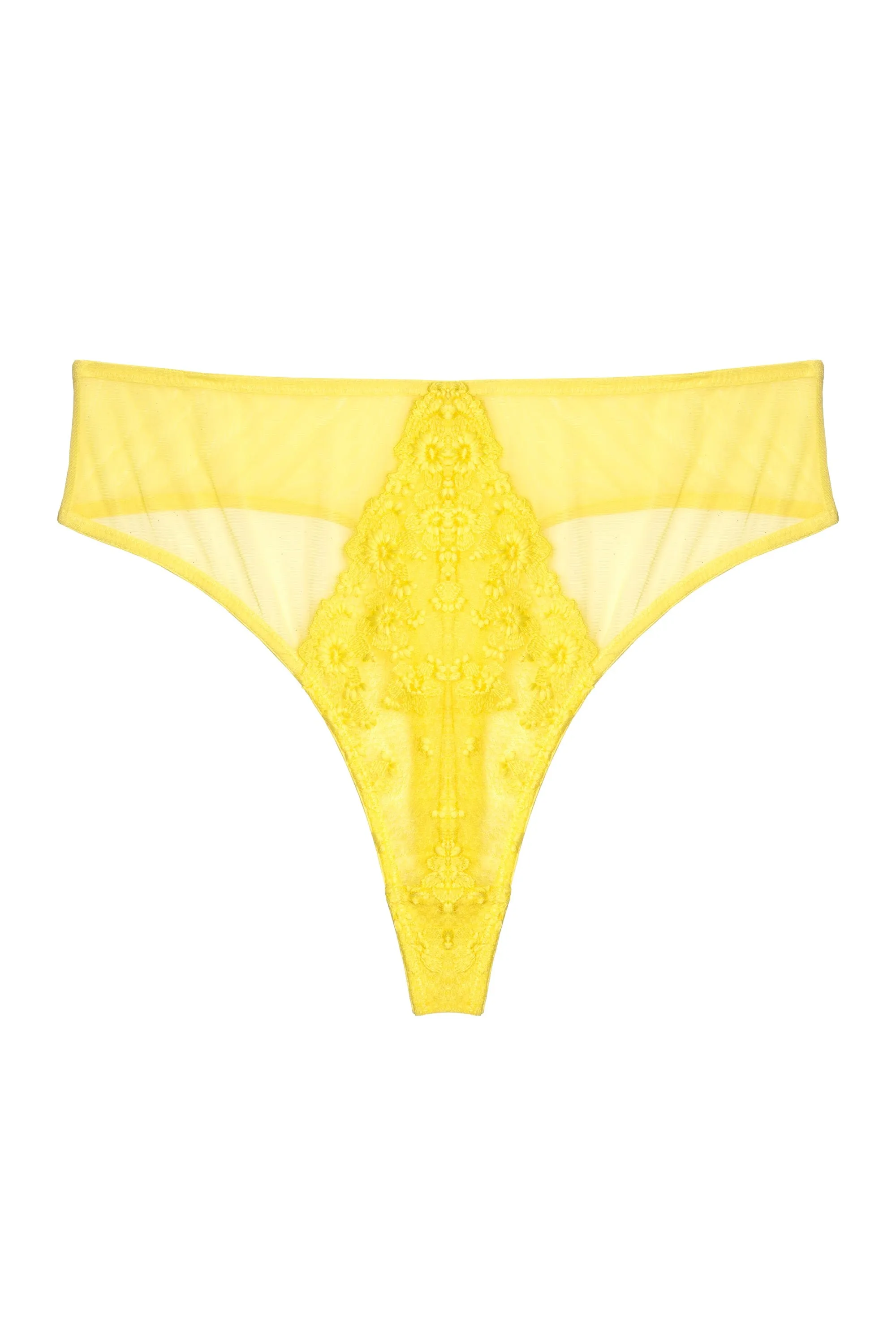 Audre Yellow Embroidery High Waisted Thong