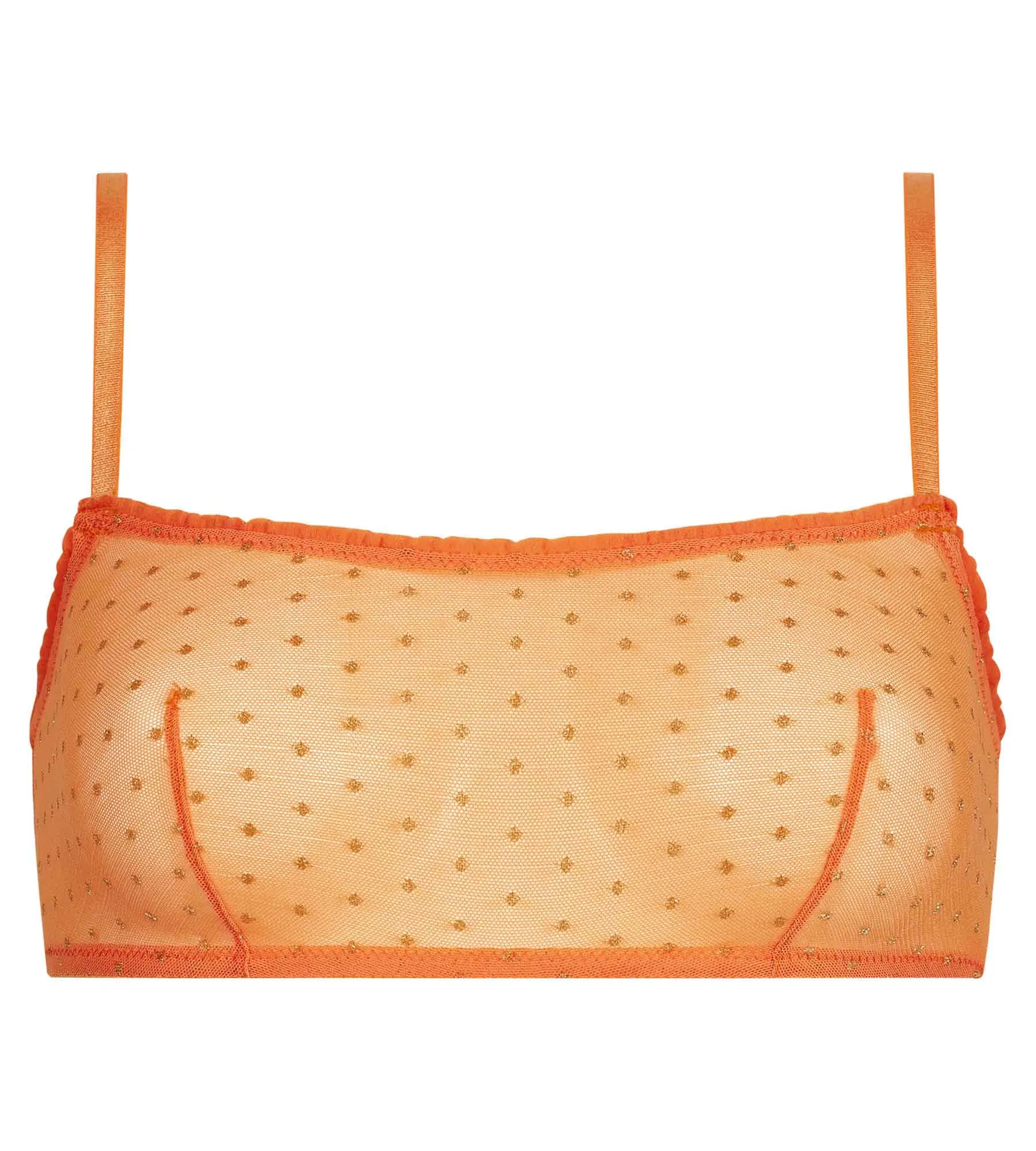 Brassière femme en tulle transparent Orange et pois lurex Shiny Mesh