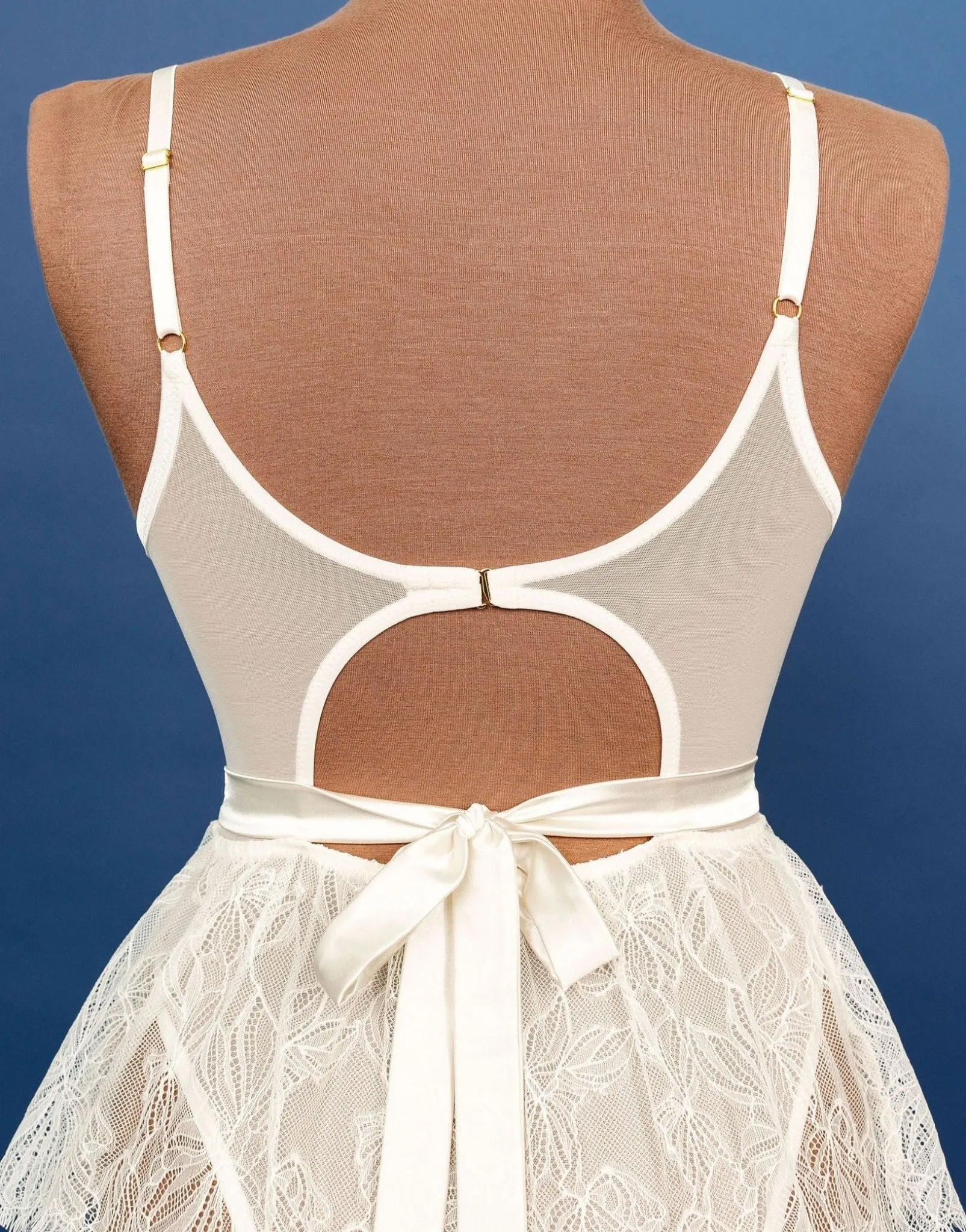 Bridal Bundle: Eyelash Lace Crotchless Teddy - Pearl
