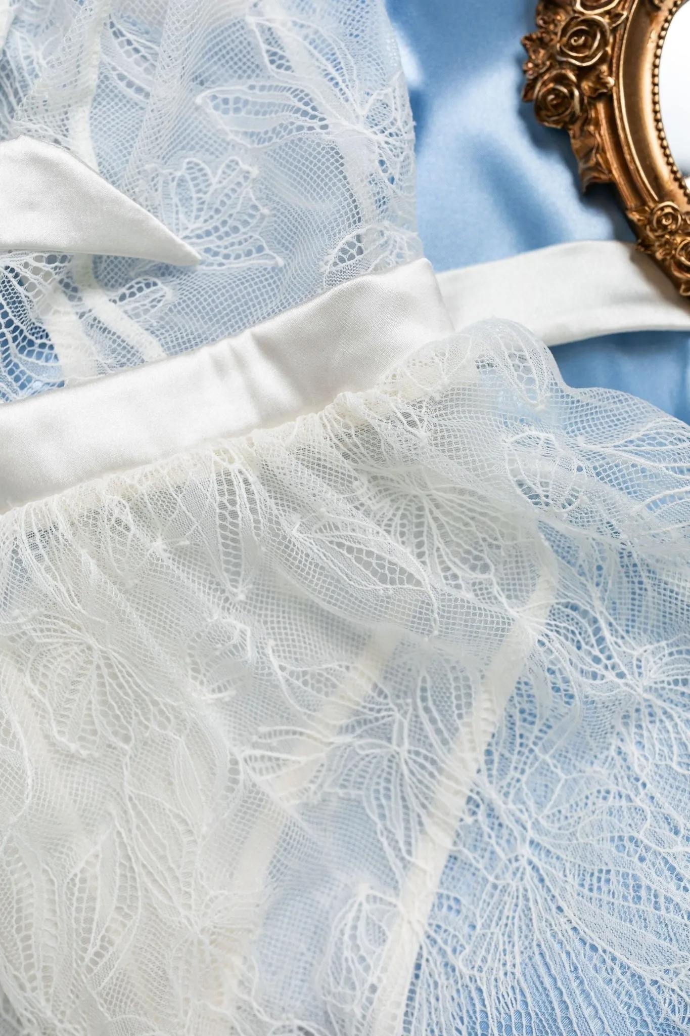 Bridal Bundle: Eyelash Lace Crotchless Teddy - Pearl