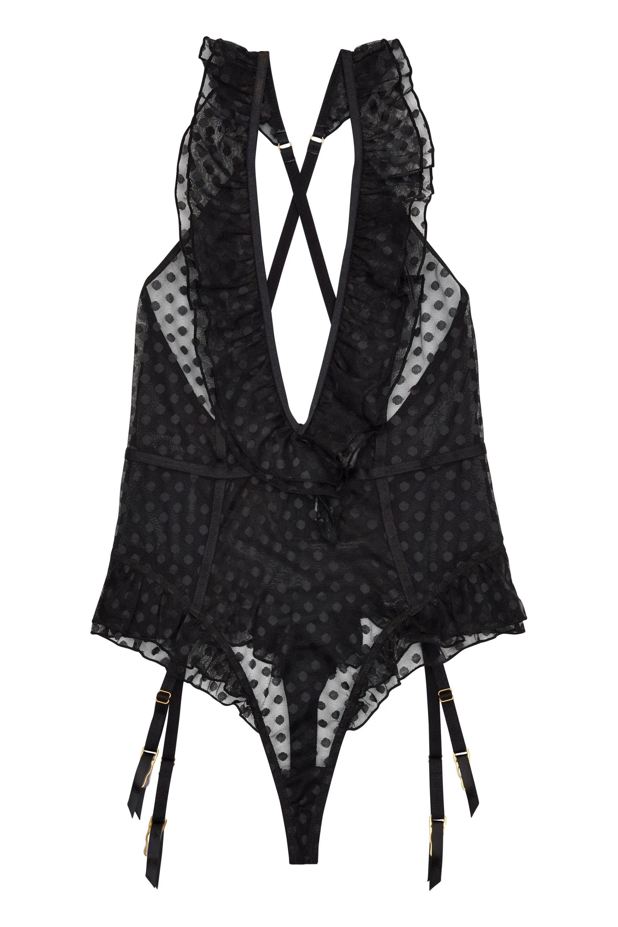 Cara Dot Mesh Ruffle Body Curve