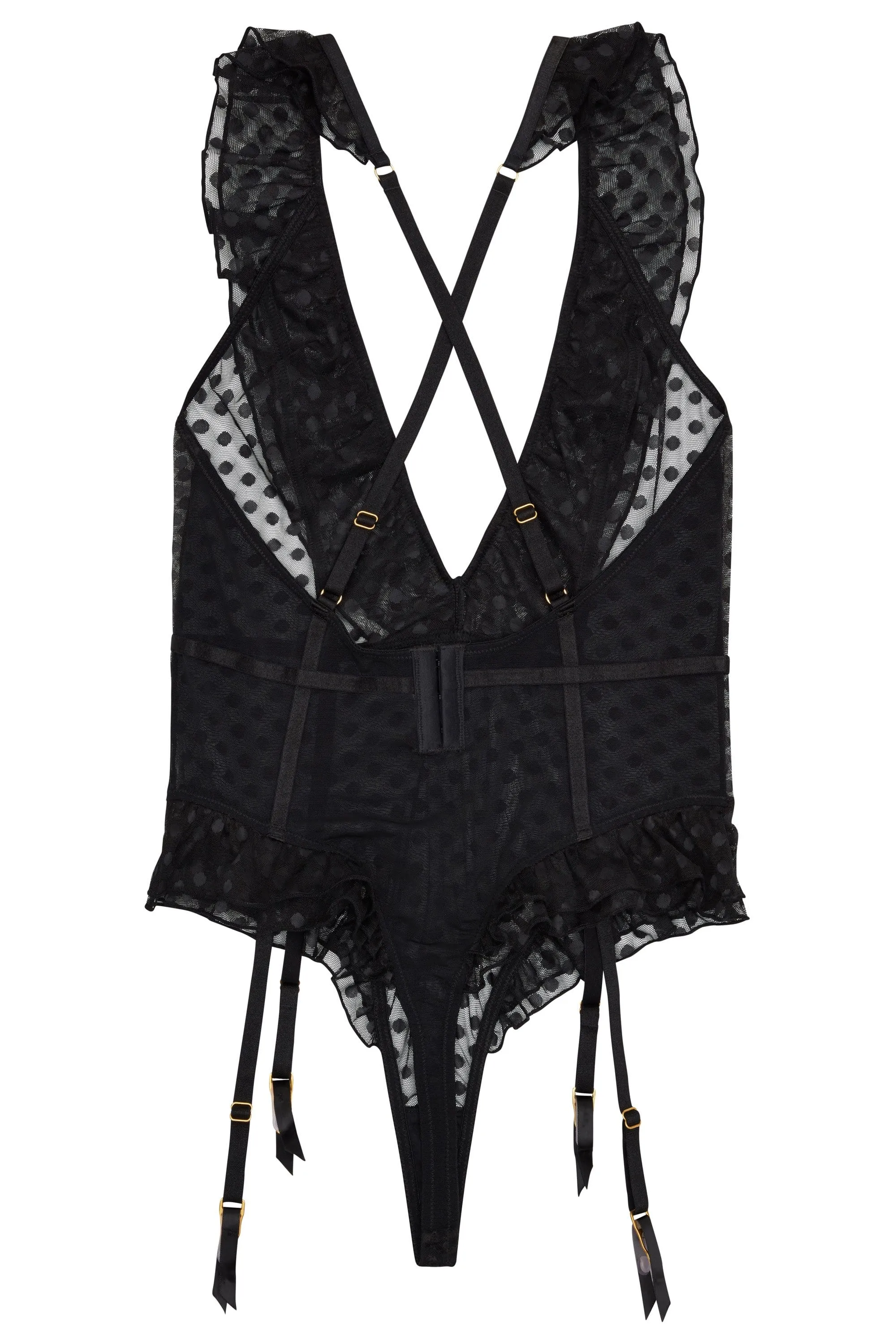 Cara Dot Mesh Ruffle Body Curve