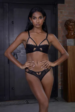 Daisy Black Embroidery Cut Out Bra