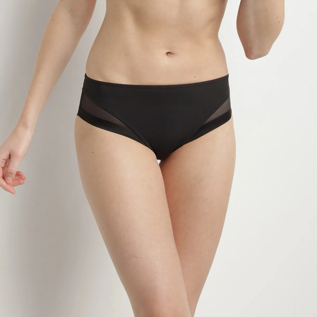 Dim Generous black microfibre and tulle briefs