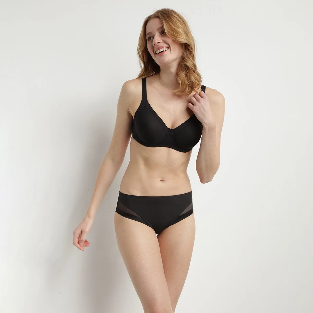Dim Generous black microfibre and tulle briefs