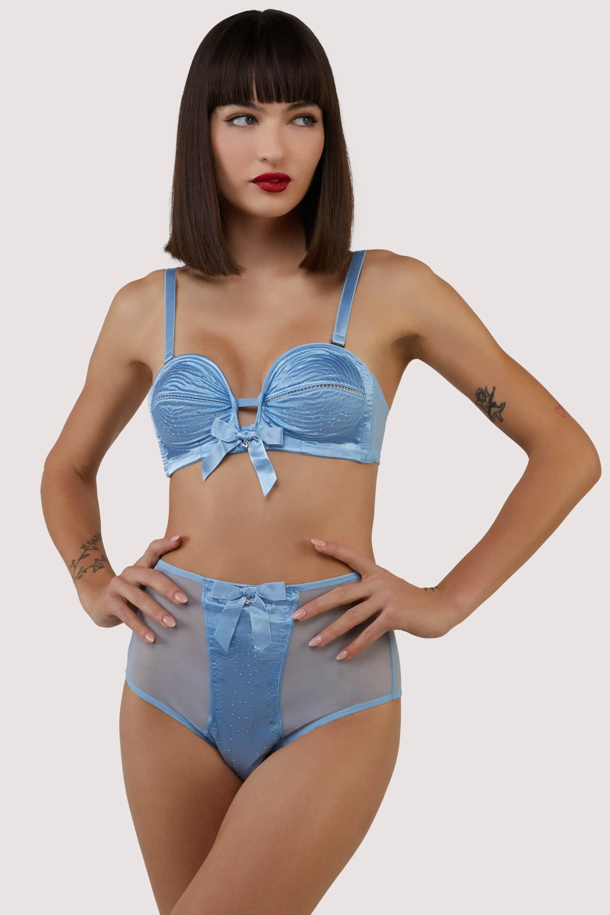 Dorothy Baby Blue Diamanté Overwired Bra