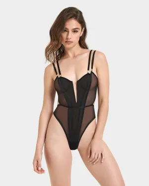 Elizabeth Sheer Mesh Bodysuit Black