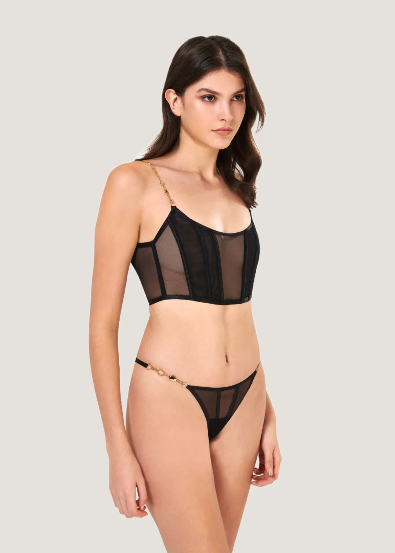 Emery Soft Bustier (Black/Gold)