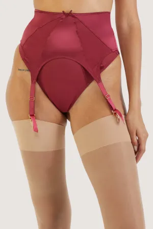 Etta Red Mesh And Satin  Suspender Belt