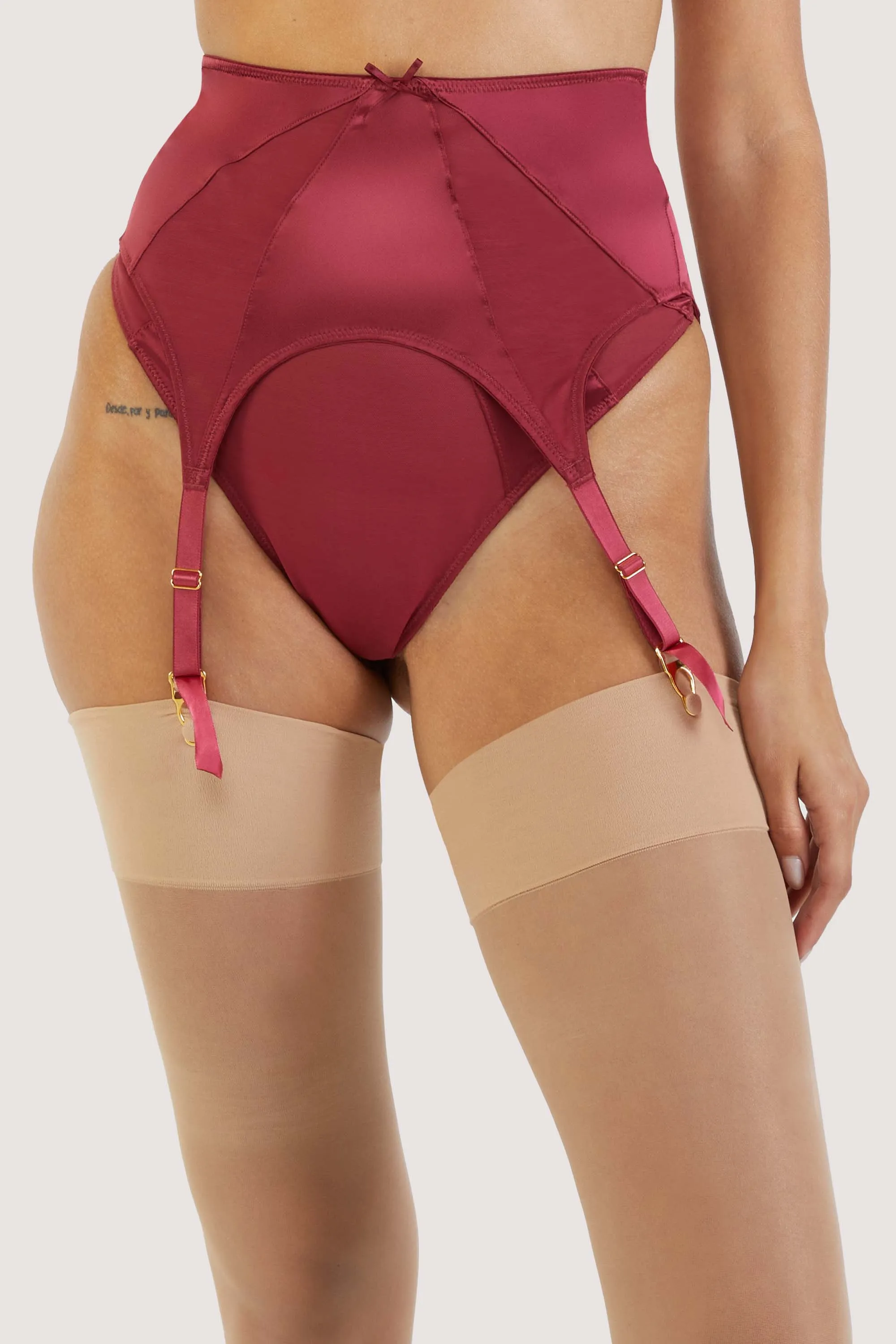 Etta Red Mesh And Satin  Suspender Belt