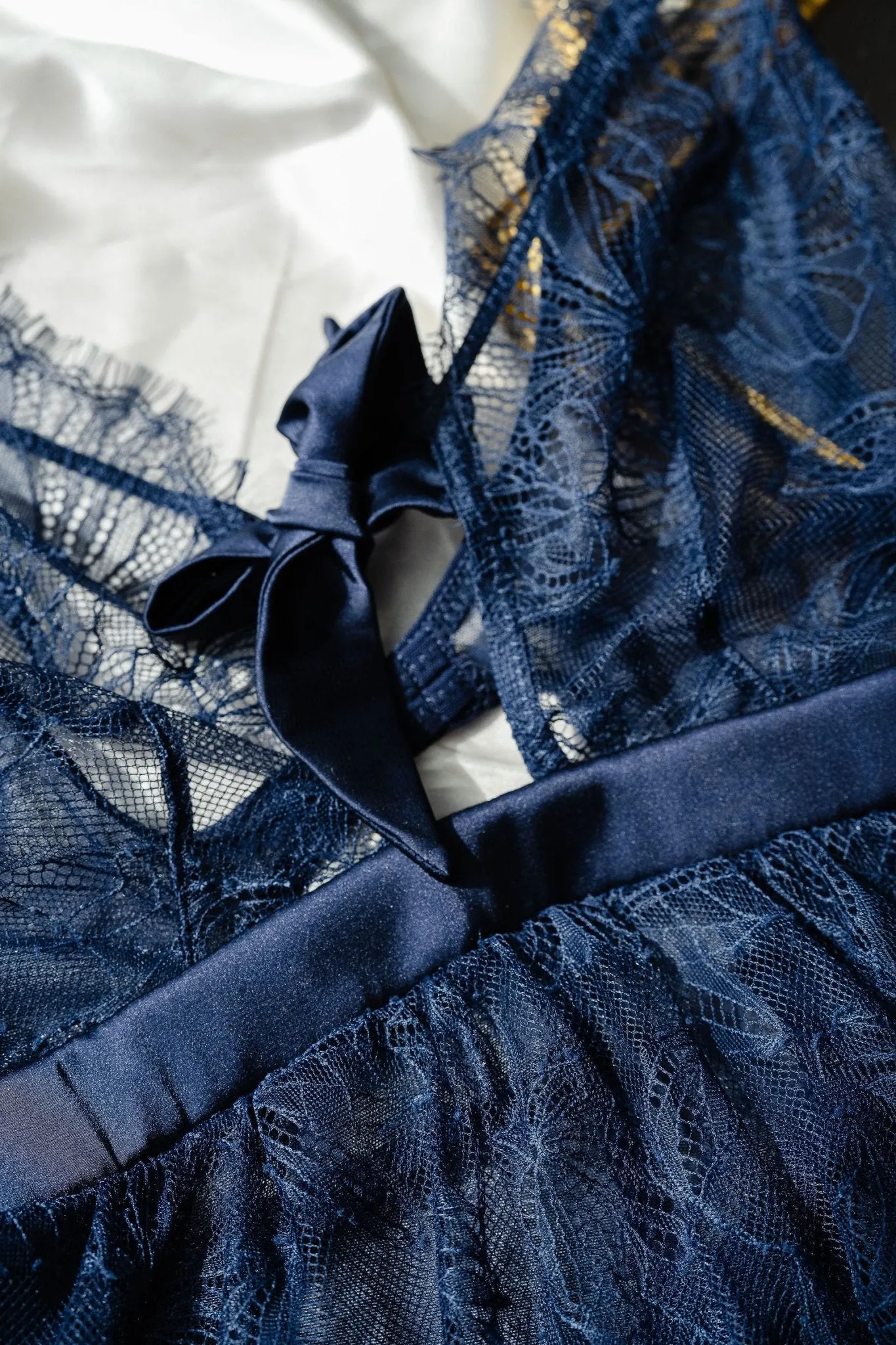 Eyelash Lace Crotchless Teddy - Navy
