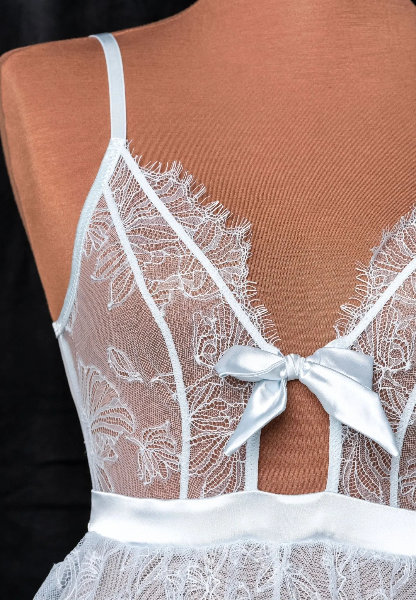 Eyelash Lace Crotchless Teddy - Something Blue