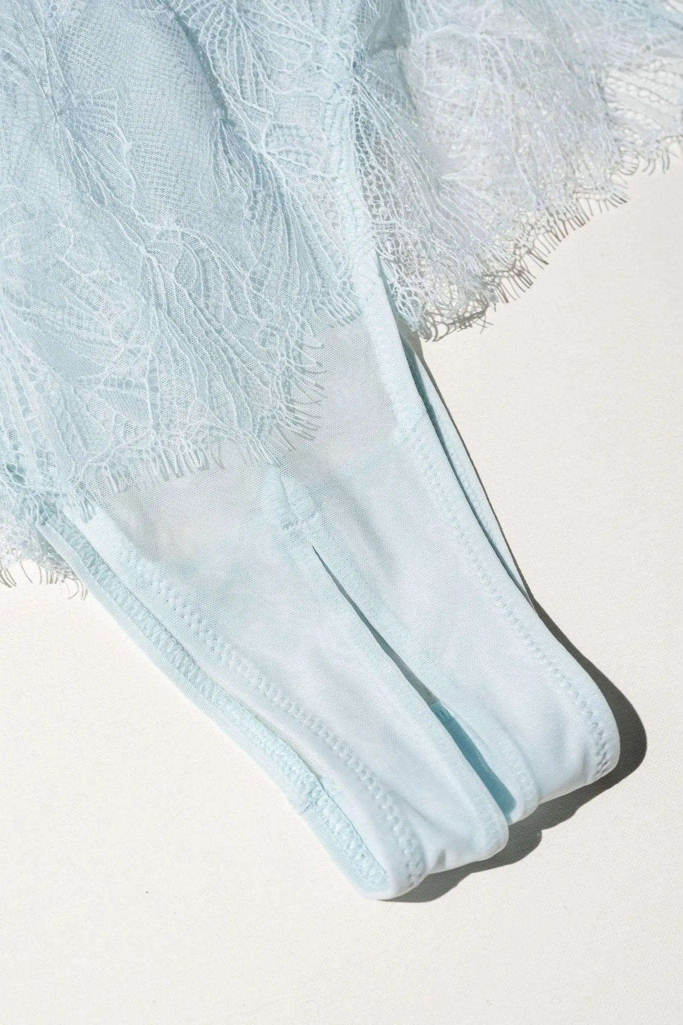 Eyelash Lace Crotchless Teddy - Something Blue