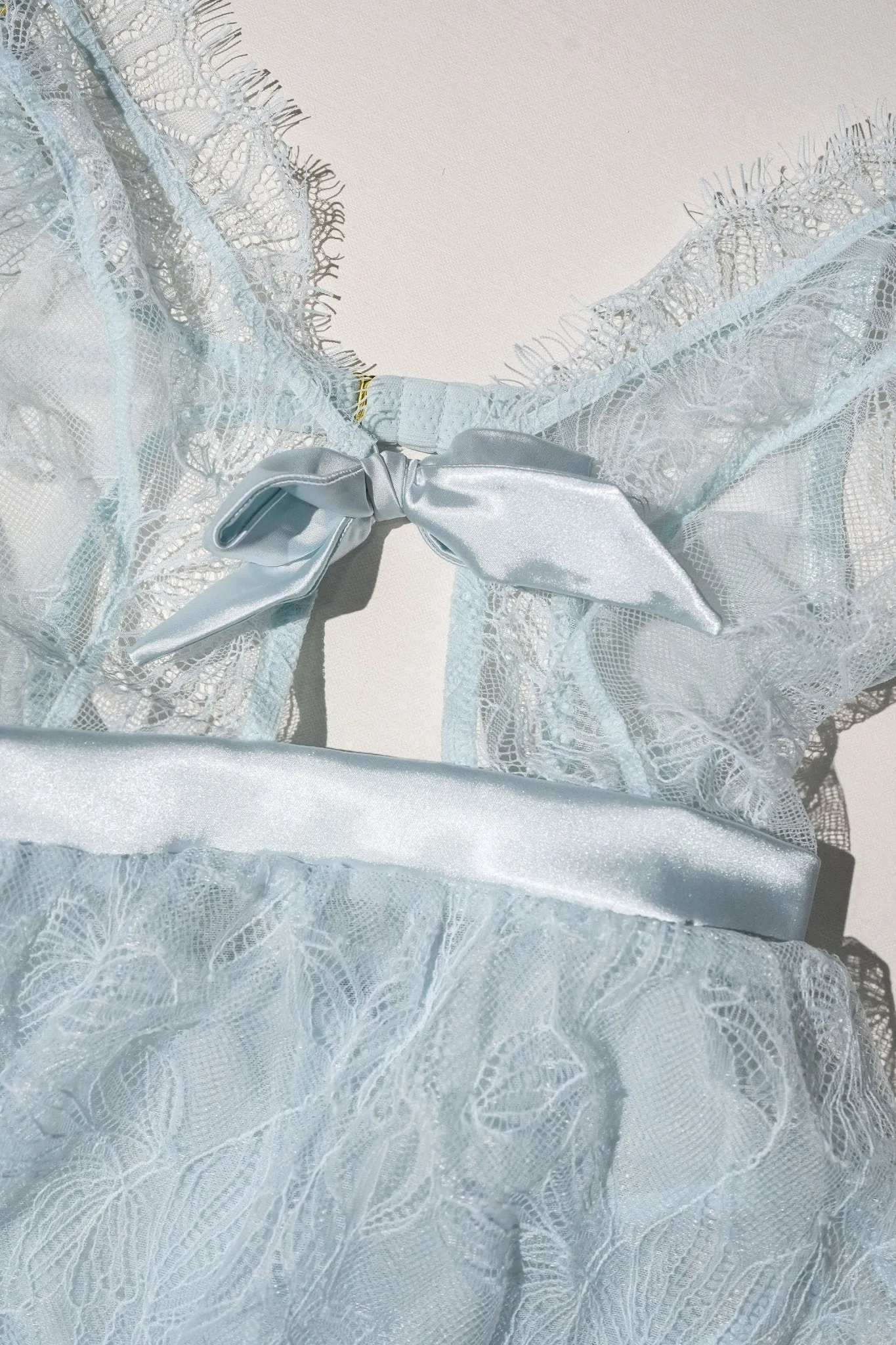 Eyelash Lace Crotchless Teddy - Something Blue