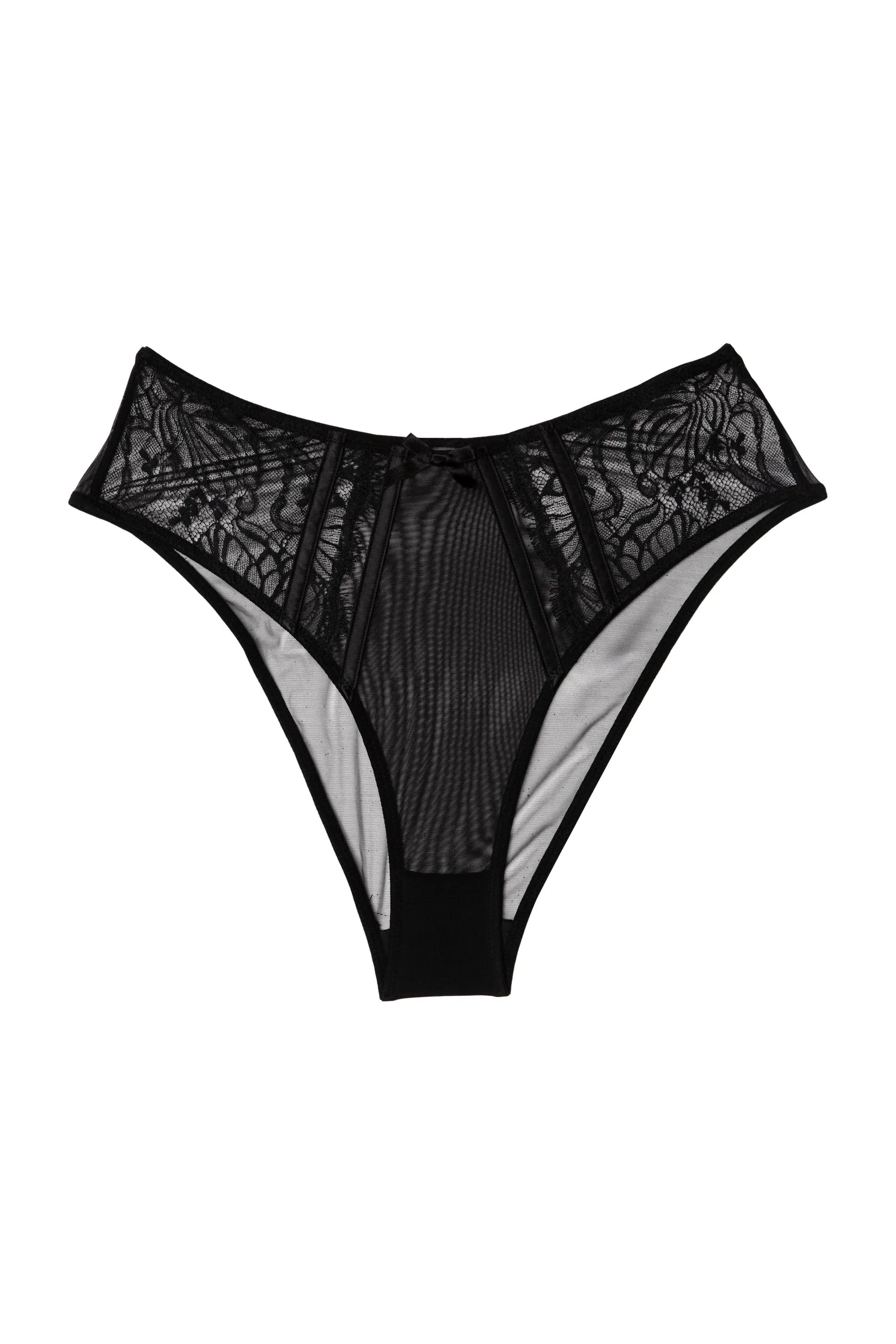 Fallon Black Lace and Mesh Midi Brief