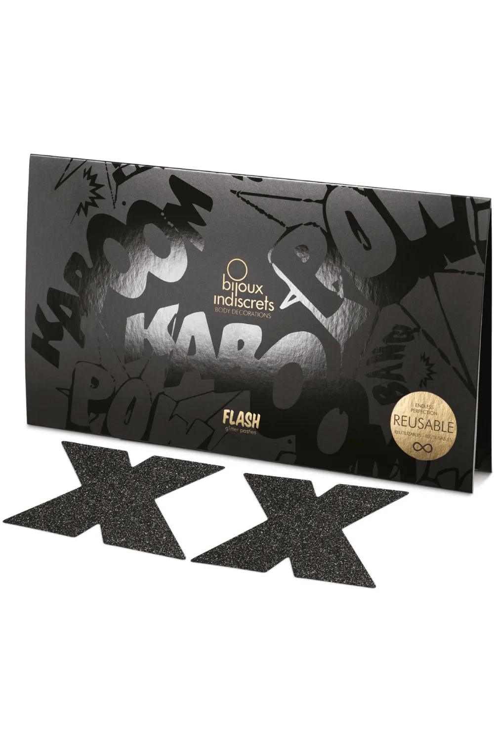 Flash Glitter Cross Pasties Black