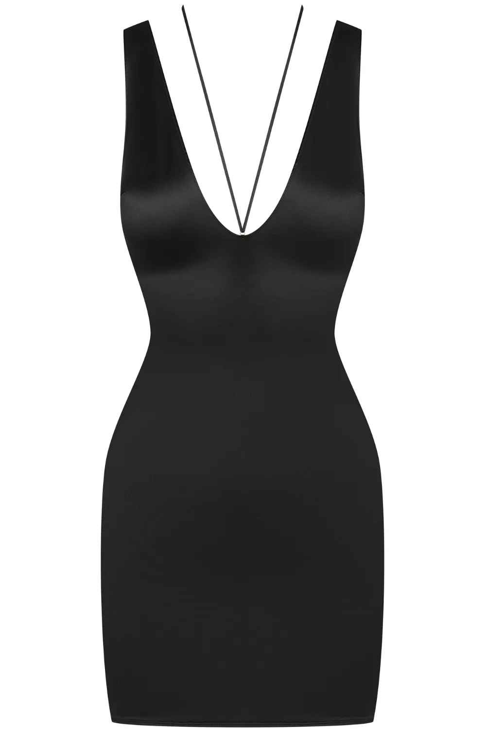 French Kiss V Neck Short Dress Black