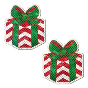 Gift: Christmas Present Wrapped with Bow Nipple Pasties