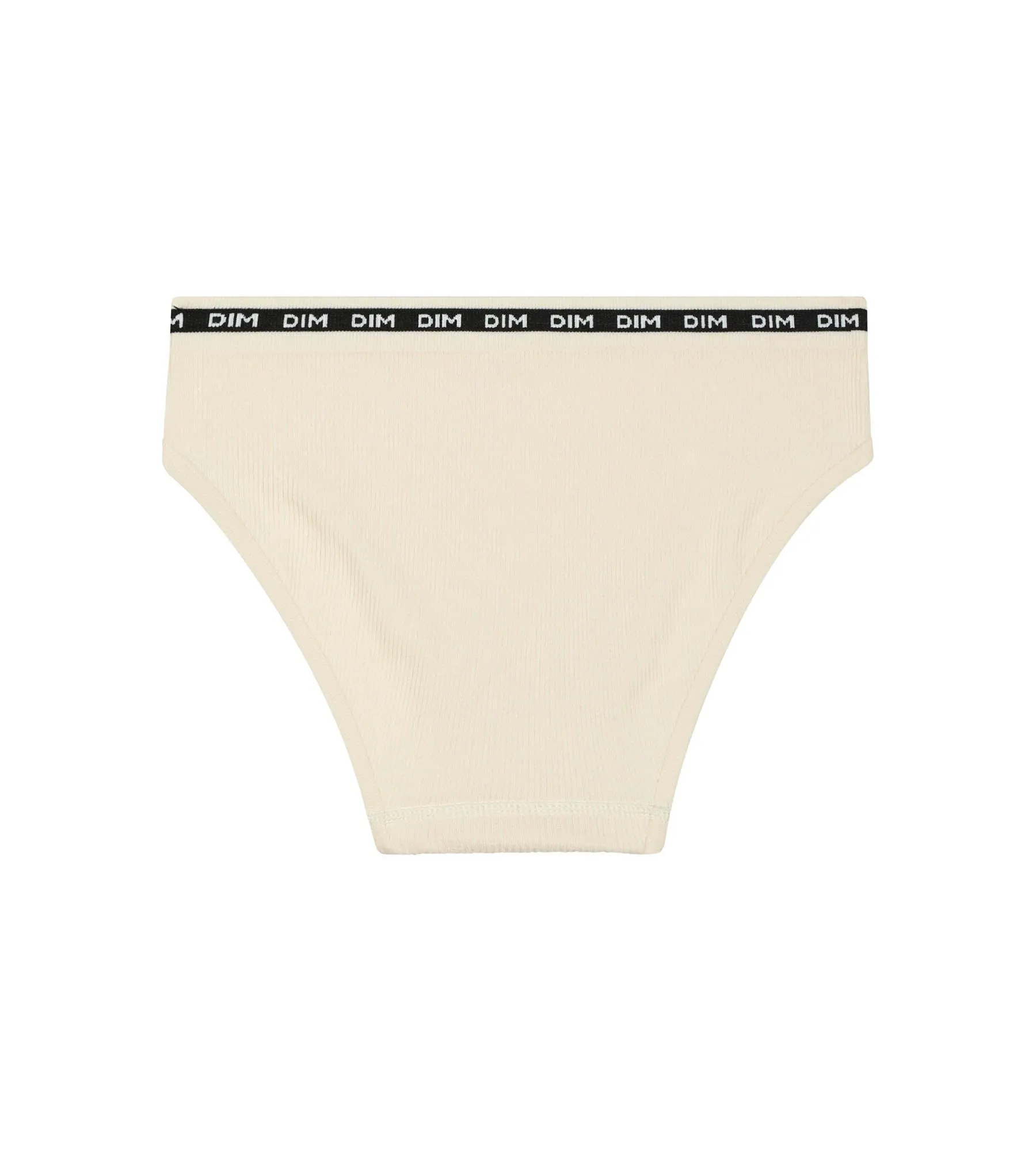 Girls' ribbed fabric briefs in Beige with black waistband Dim Icons