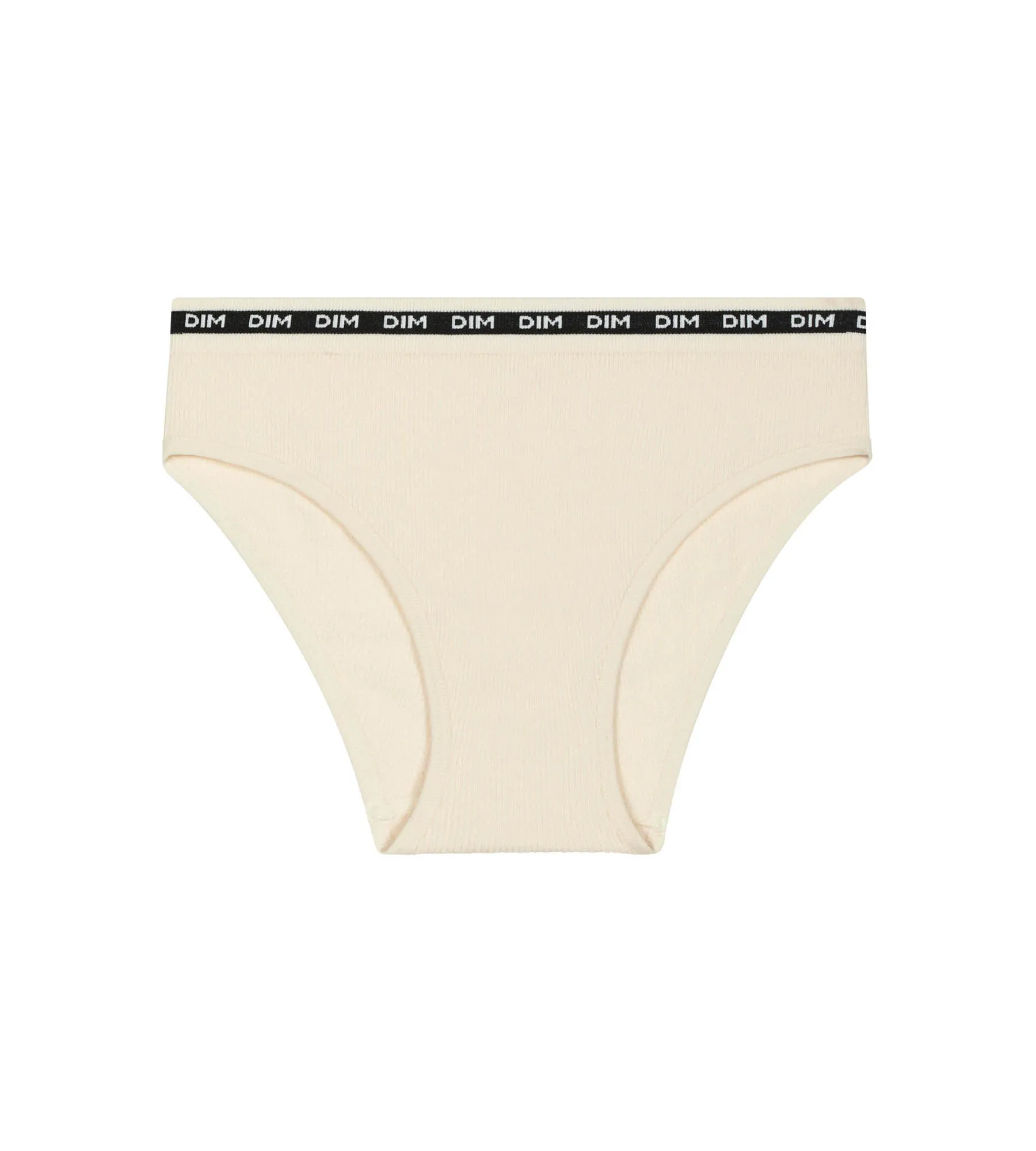 Girls' ribbed fabric briefs in Beige with black waistband Dim Icons