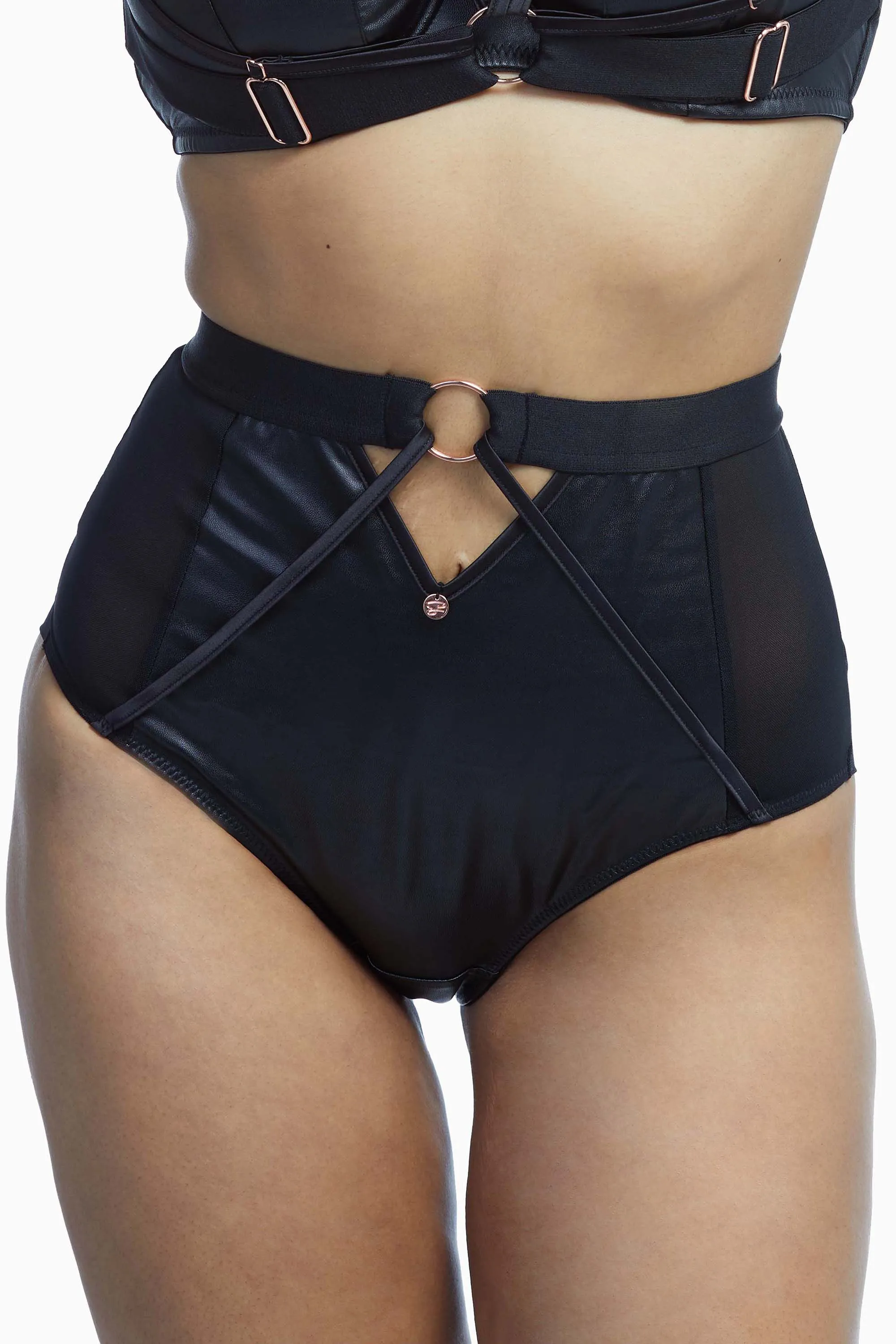 Harnessed High Waist Brief Black