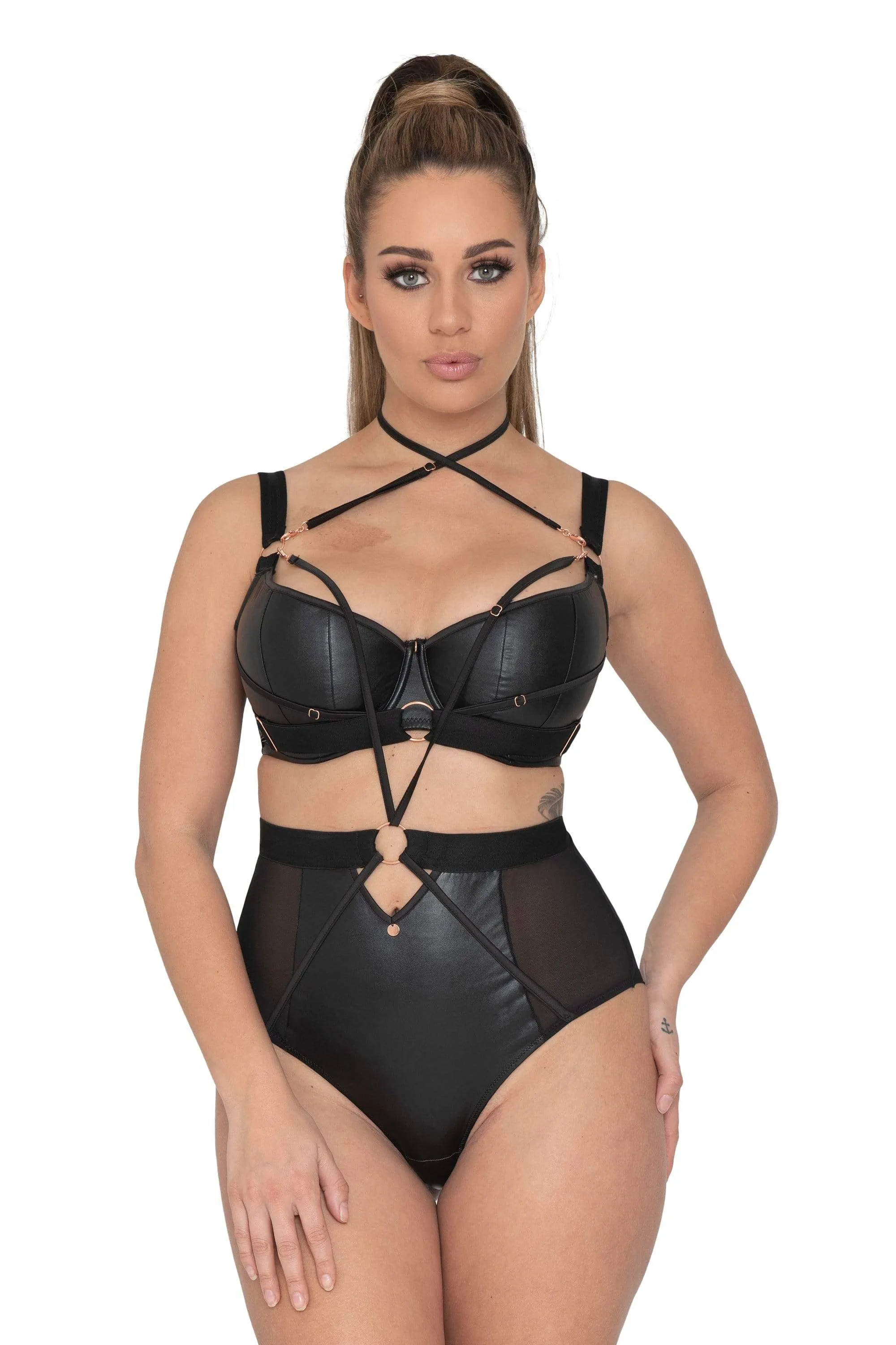 Harnessed High Waist Brief Black