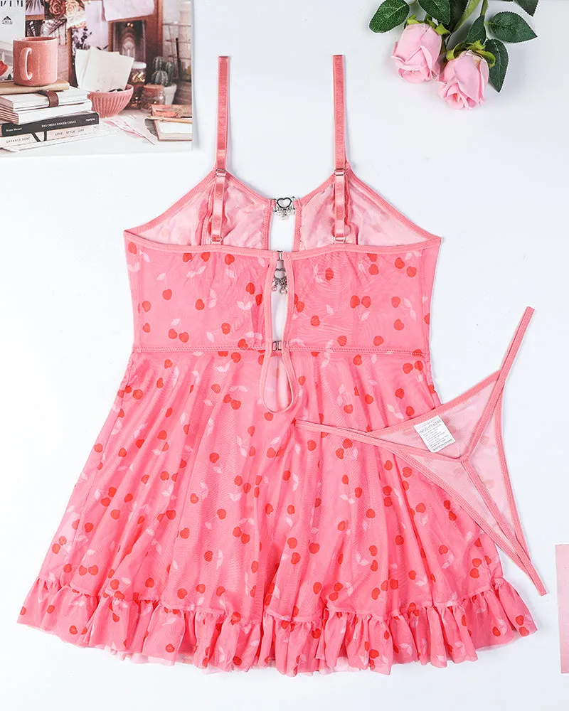 Heart Dots Hollow Babydoll Dress