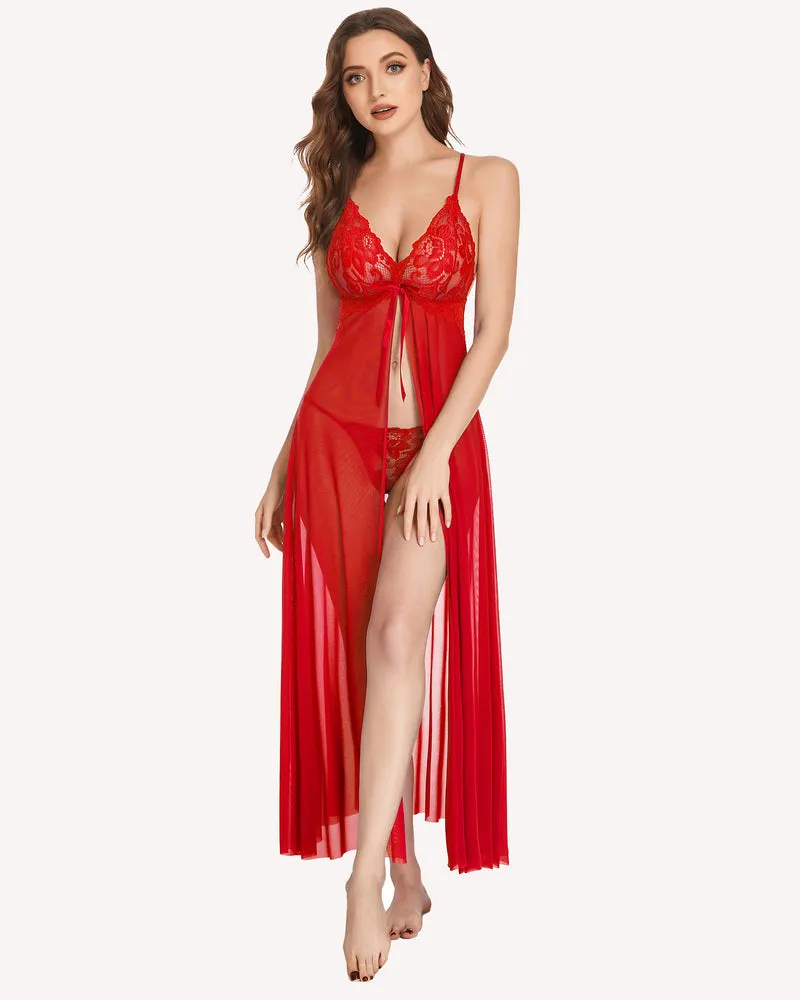 Heart Lingerie High Split Long Gown Dress