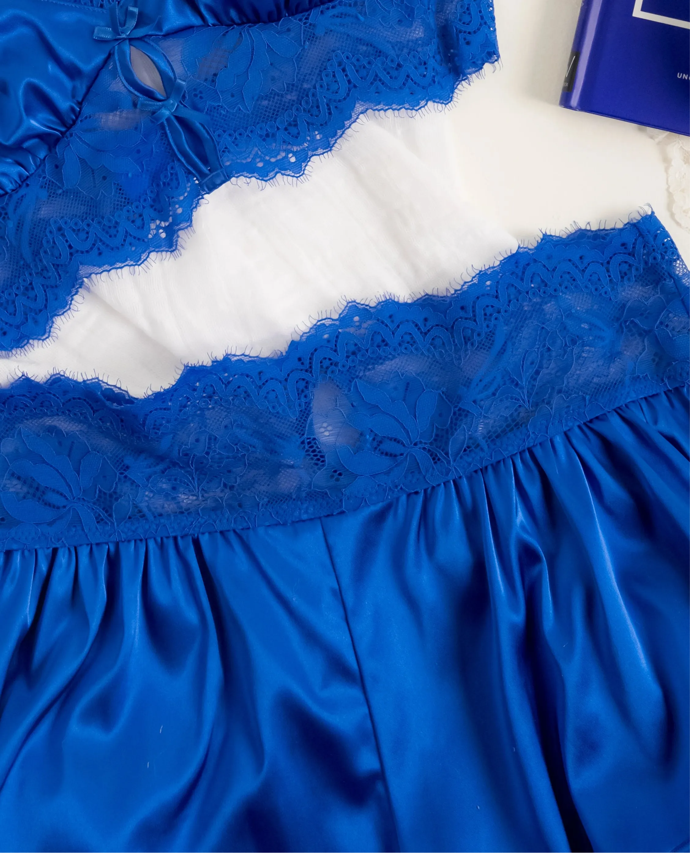 High Waist Satin Tap Shorts - Cobalt