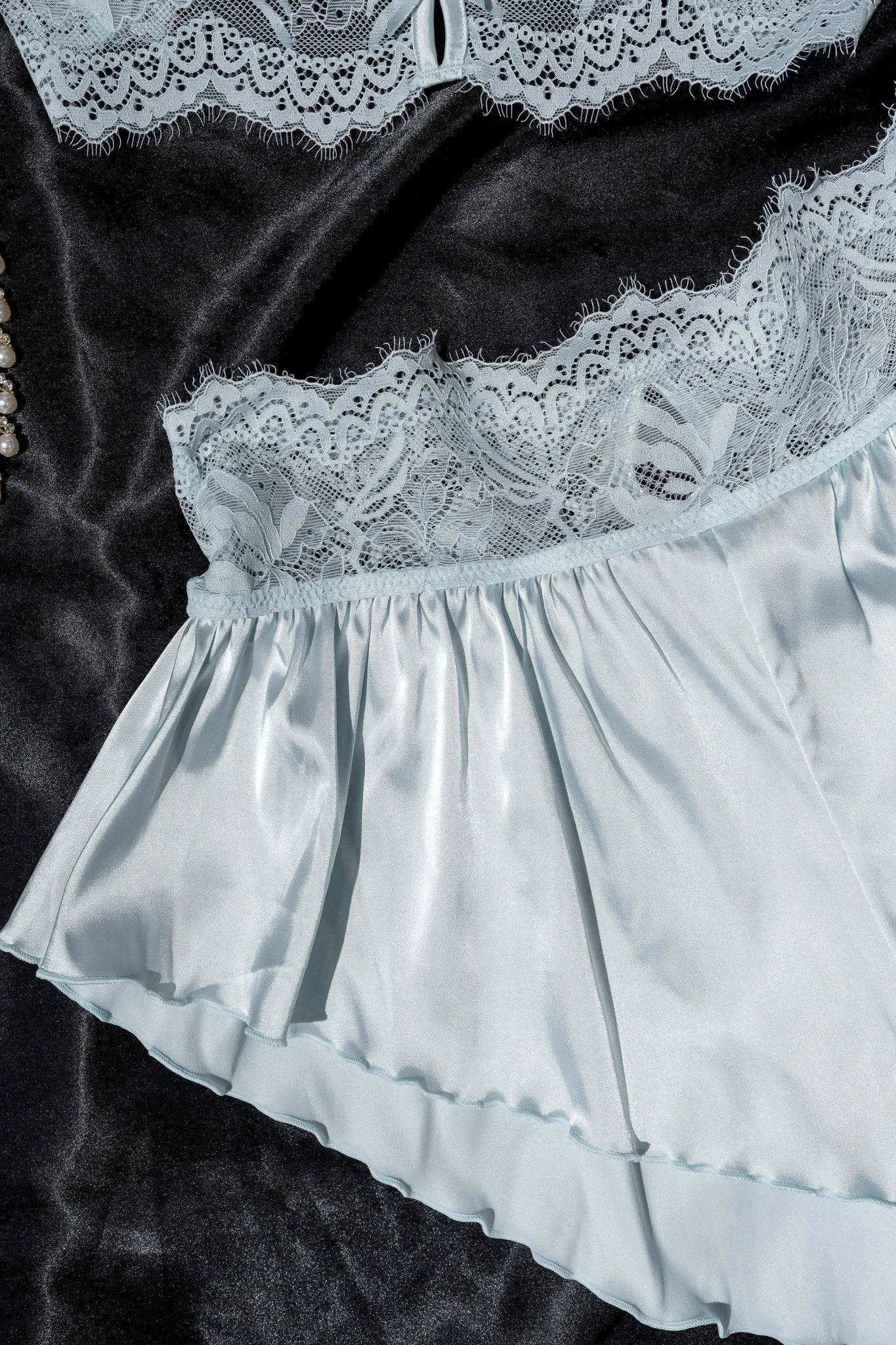 High Waist Satin Tap Shorts - Something Blue