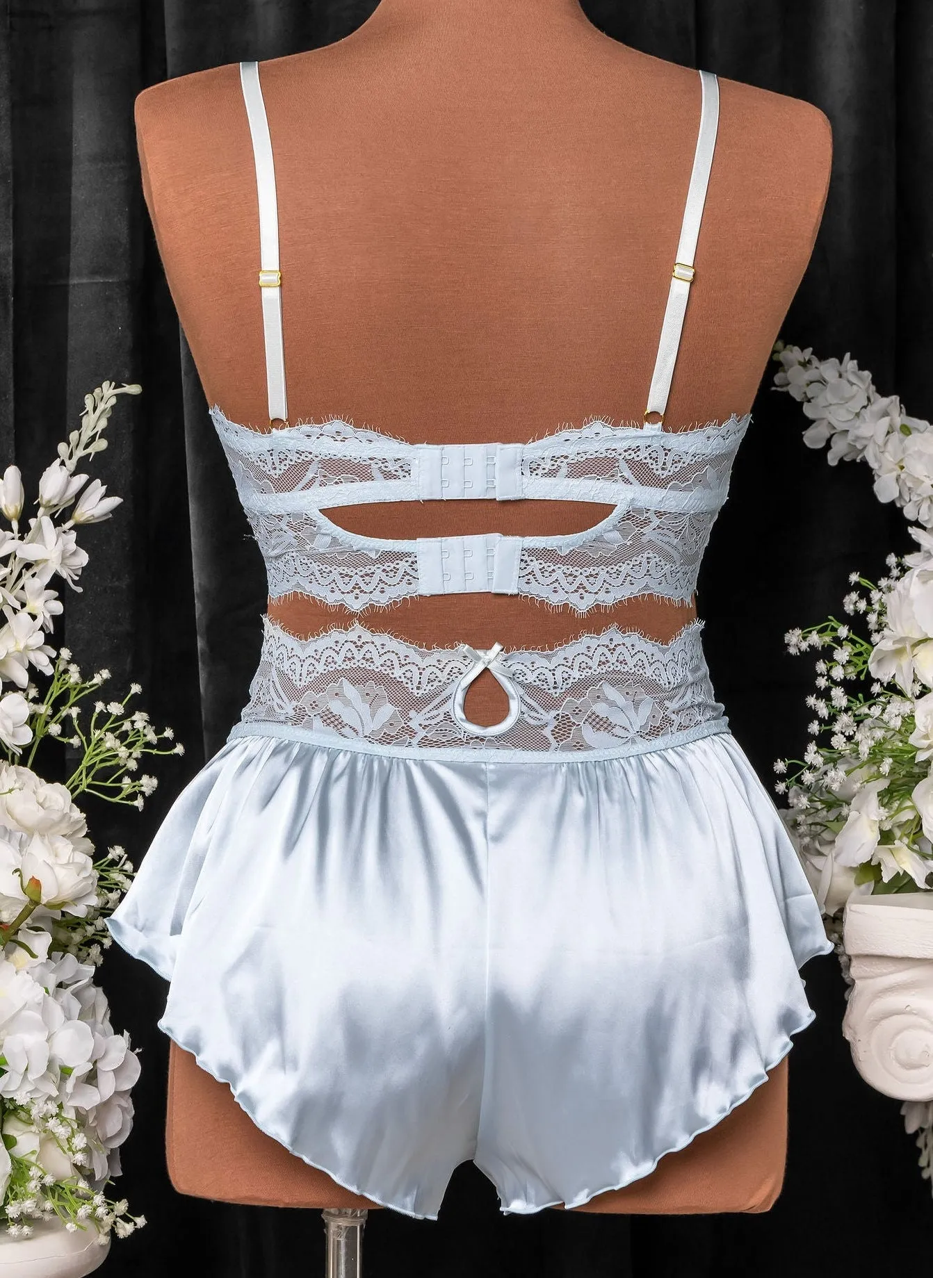 High Waist Satin Tap Shorts - Something Blue