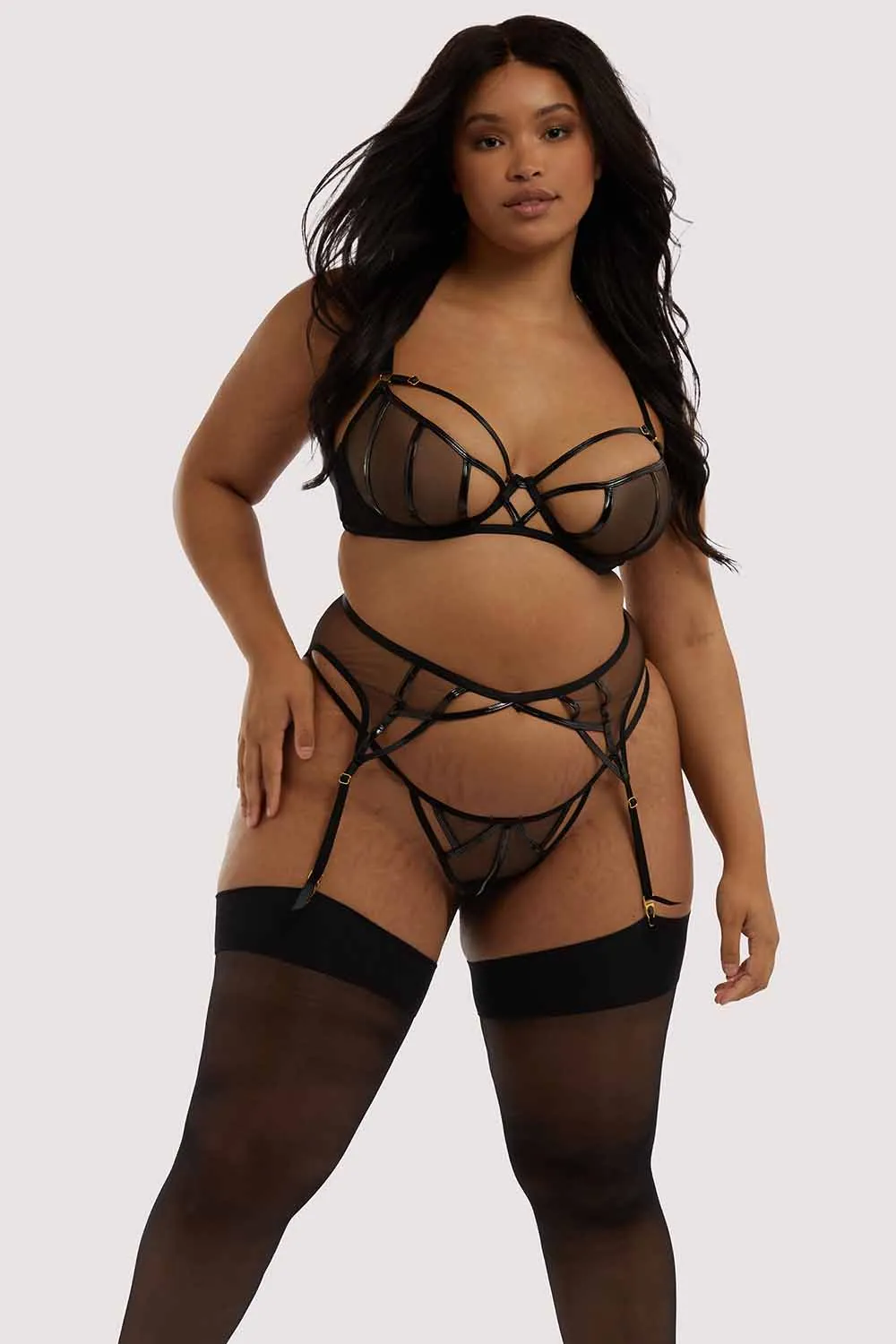 Hustler Kelly Black PVC Cut Out Suspender