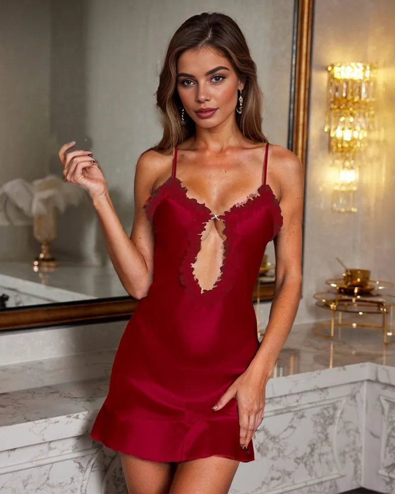 Ice Silk Backless Satin Short Slip Dress