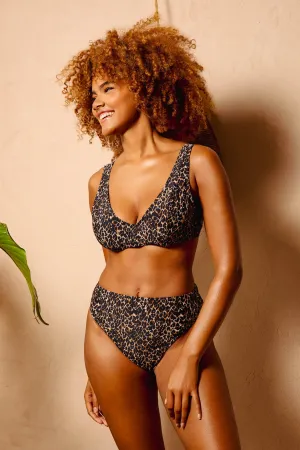 Juliet Leopard Print Mix & Match D  Underwired Crop Bikini Top