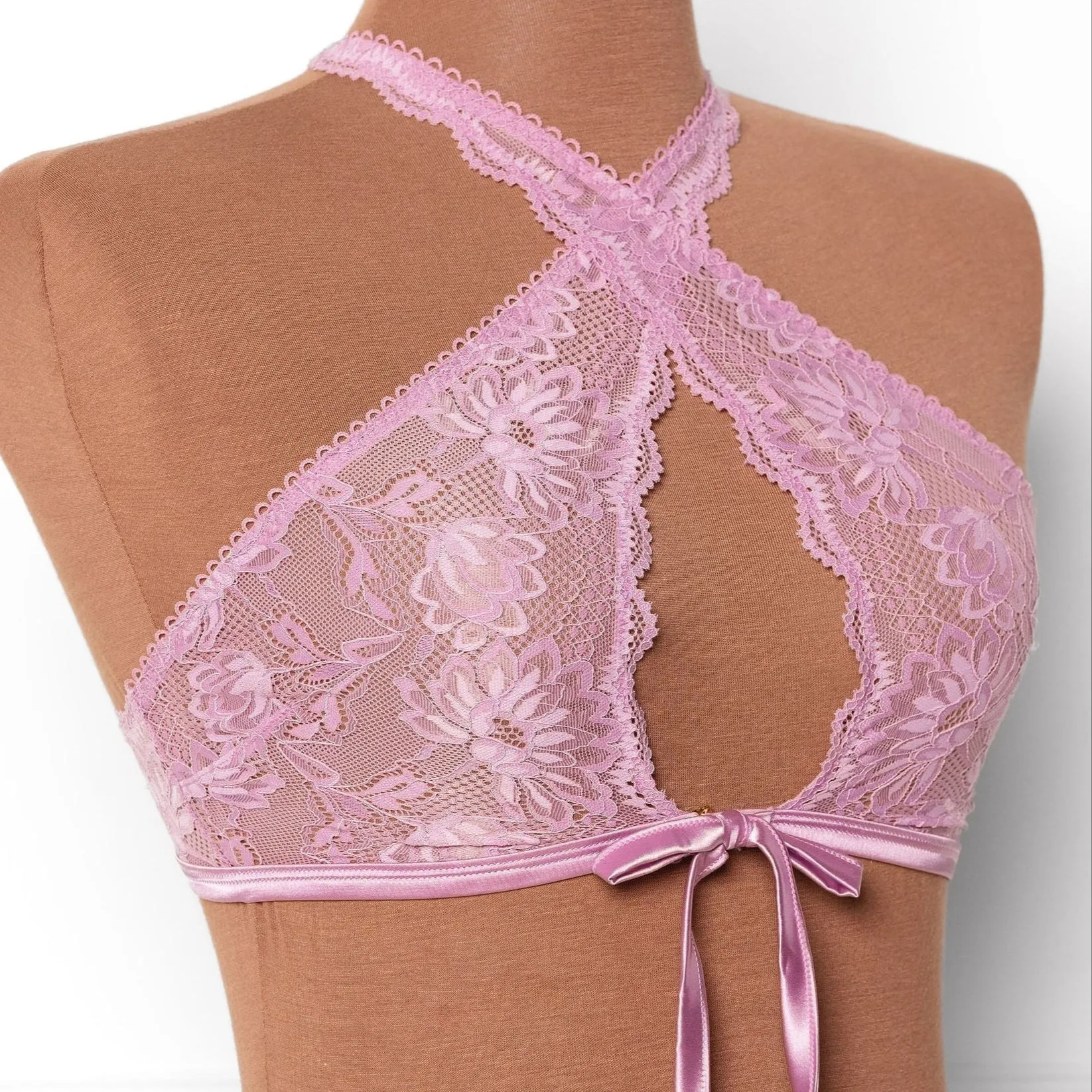 Lacy Crossover Bralette - Lilac