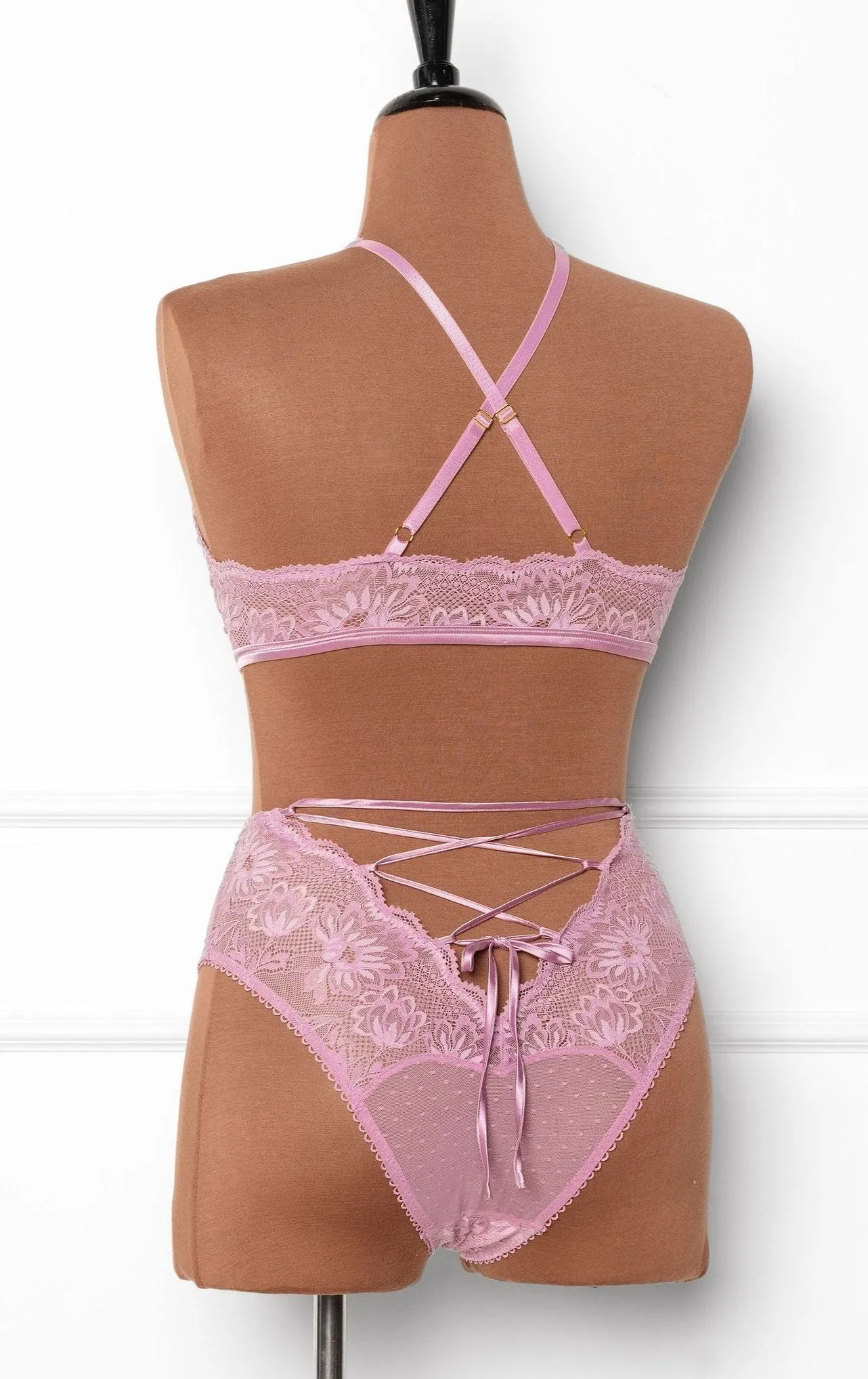 Lacy Crossover Bralette - Lilac