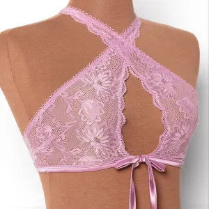 Lacy Crossover Bralette - Lilac
