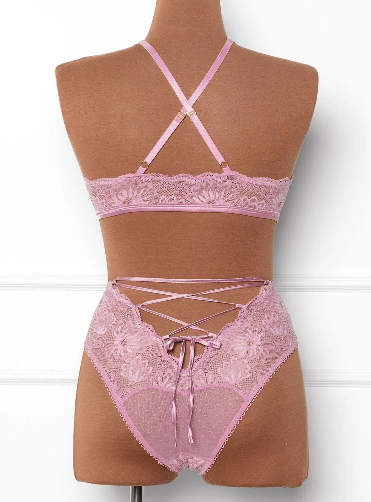 Lacy Crossover Bralette - Lilac