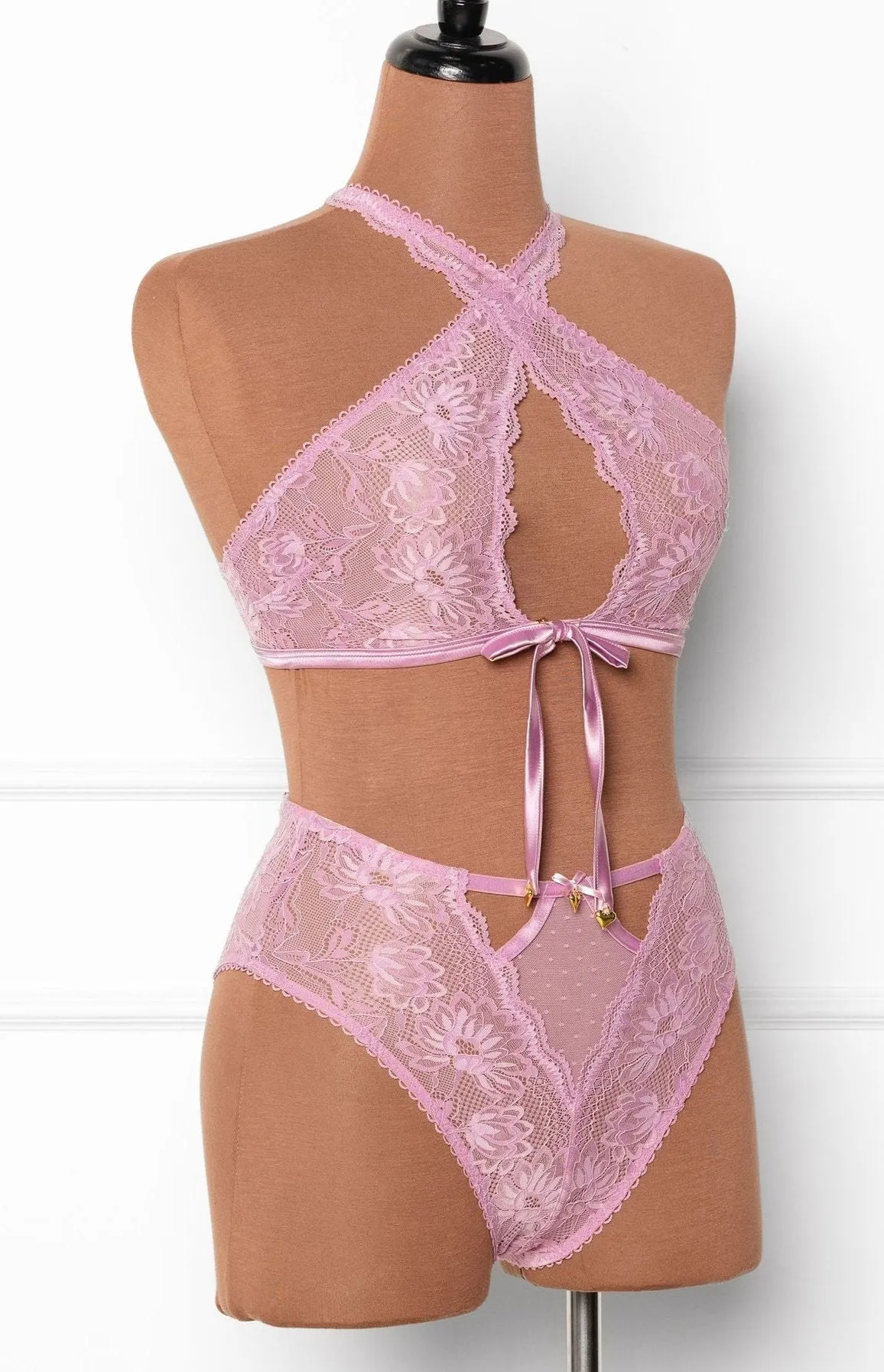 Lacy Crossover Bralette - Lilac