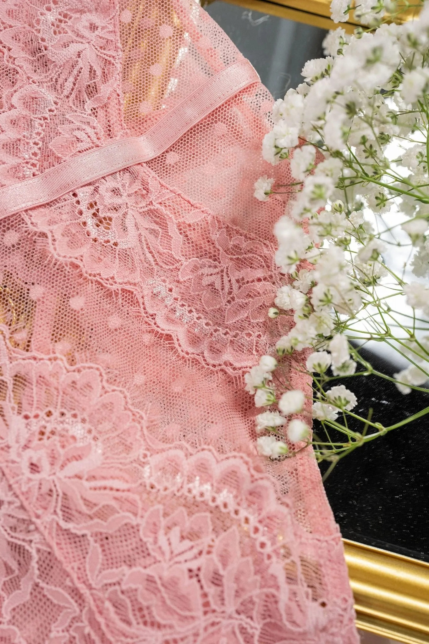 Lacy Crotchless Polka Dot Teddy - Blush