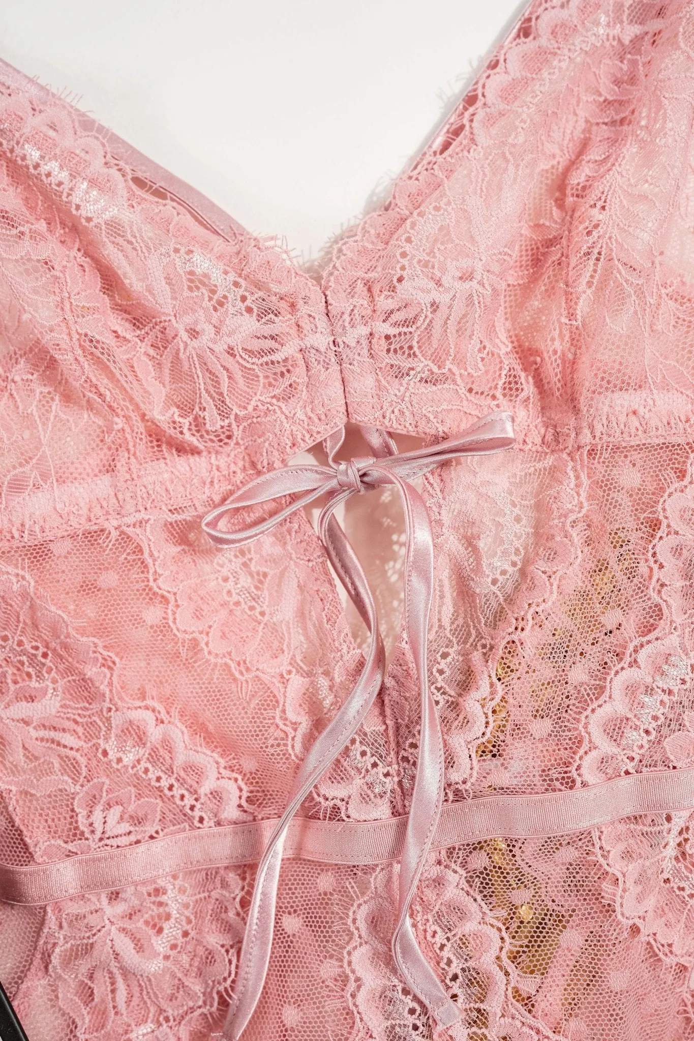 Lacy Crotchless Polka Dot Teddy - Blush