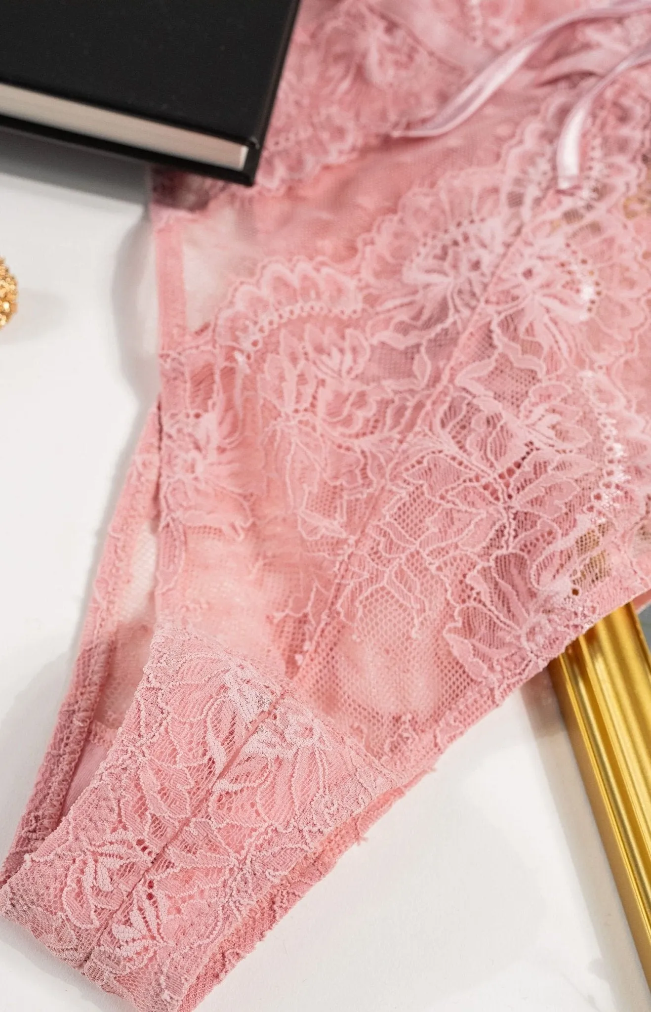 Lacy Crotchless Polka Dot Teddy - Blush