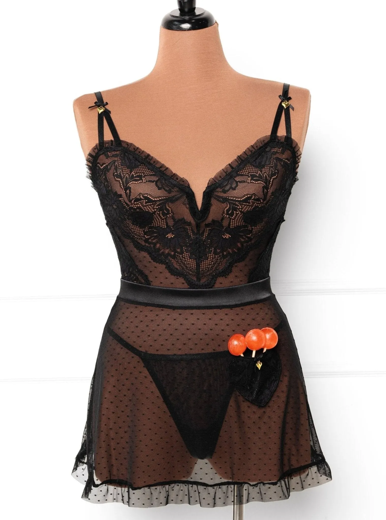 Lacy Ruffle Drop Waist Babydoll - Black