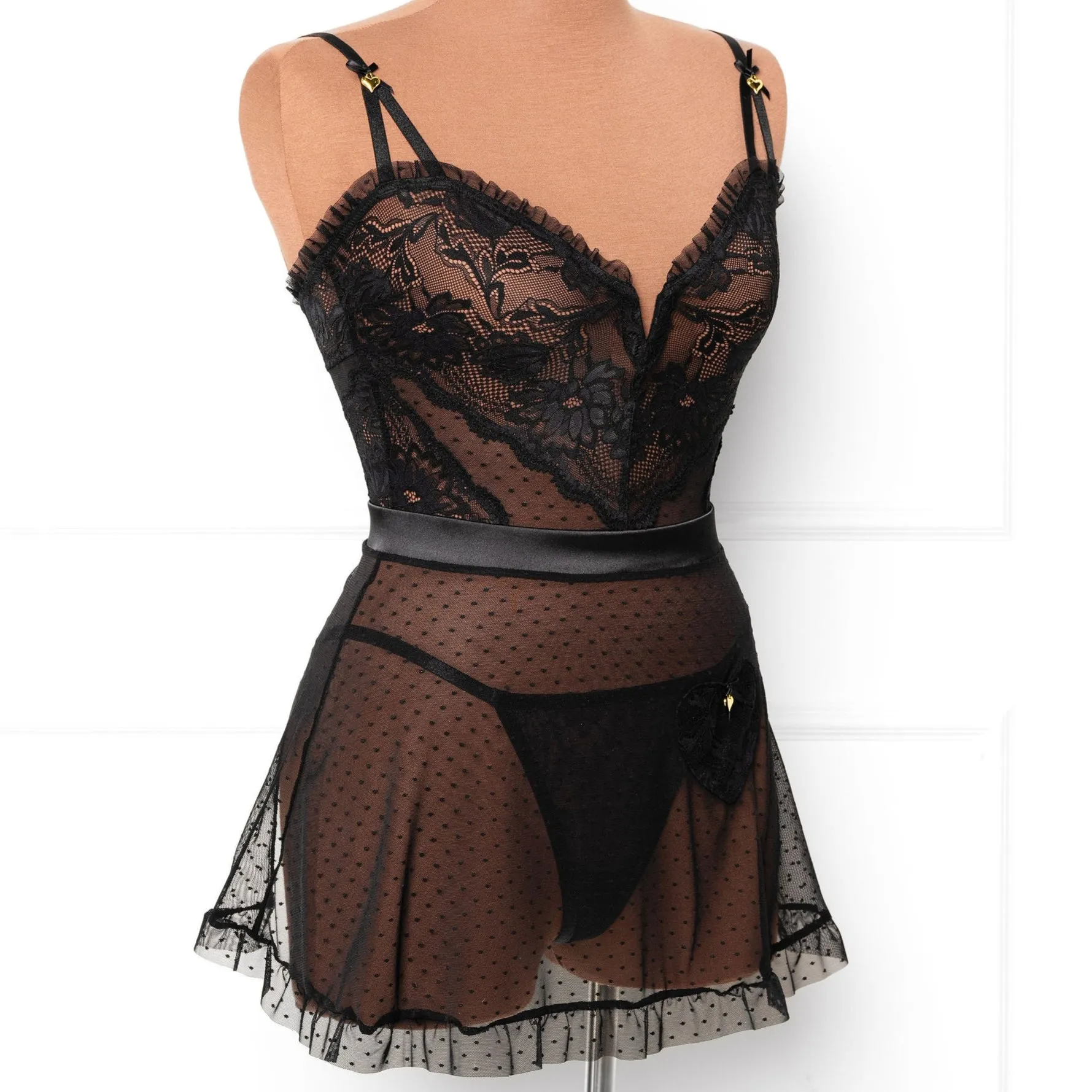 Lacy Ruffle Drop Waist Babydoll - Black