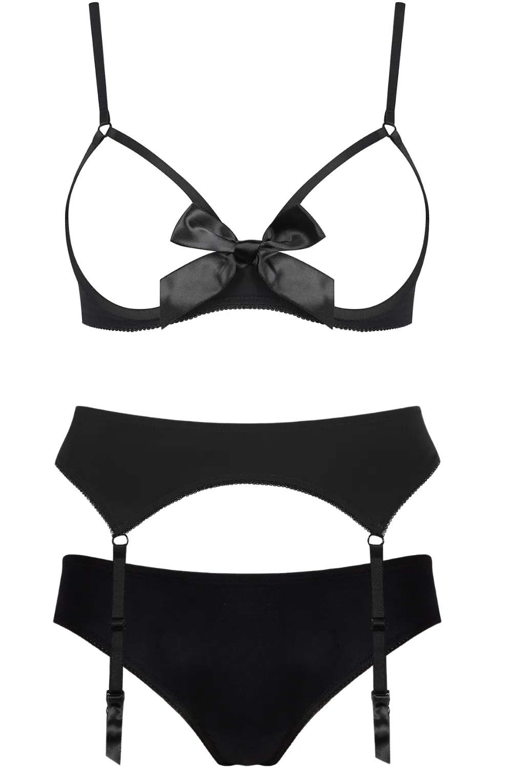 Le Petit Secret Cupless Bra. Naked Shorty & Suspender
