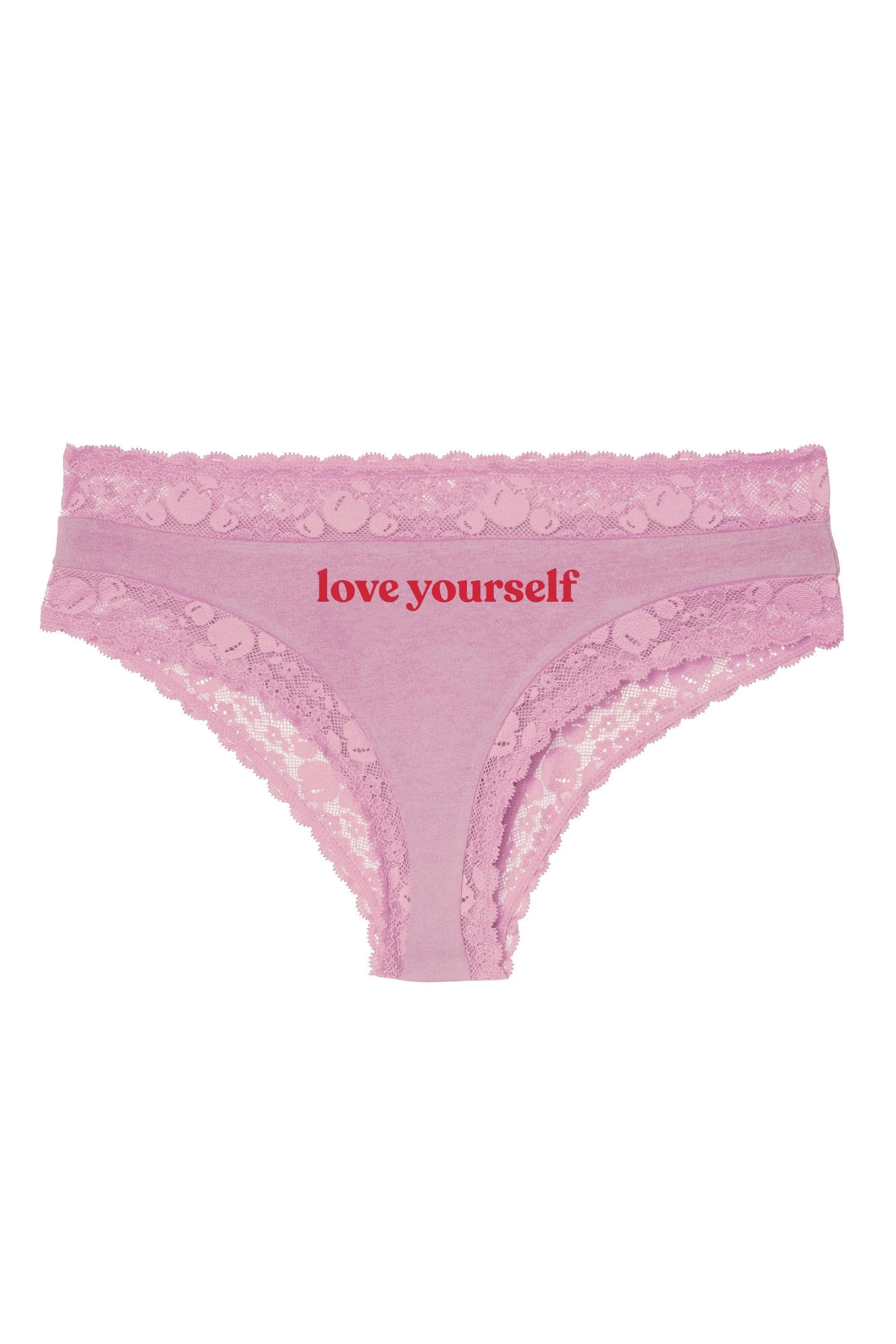 Love Yourself Pink Embroidered Brief