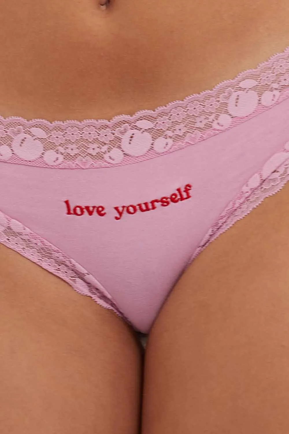 Love Yourself Pink Embroidered Brief