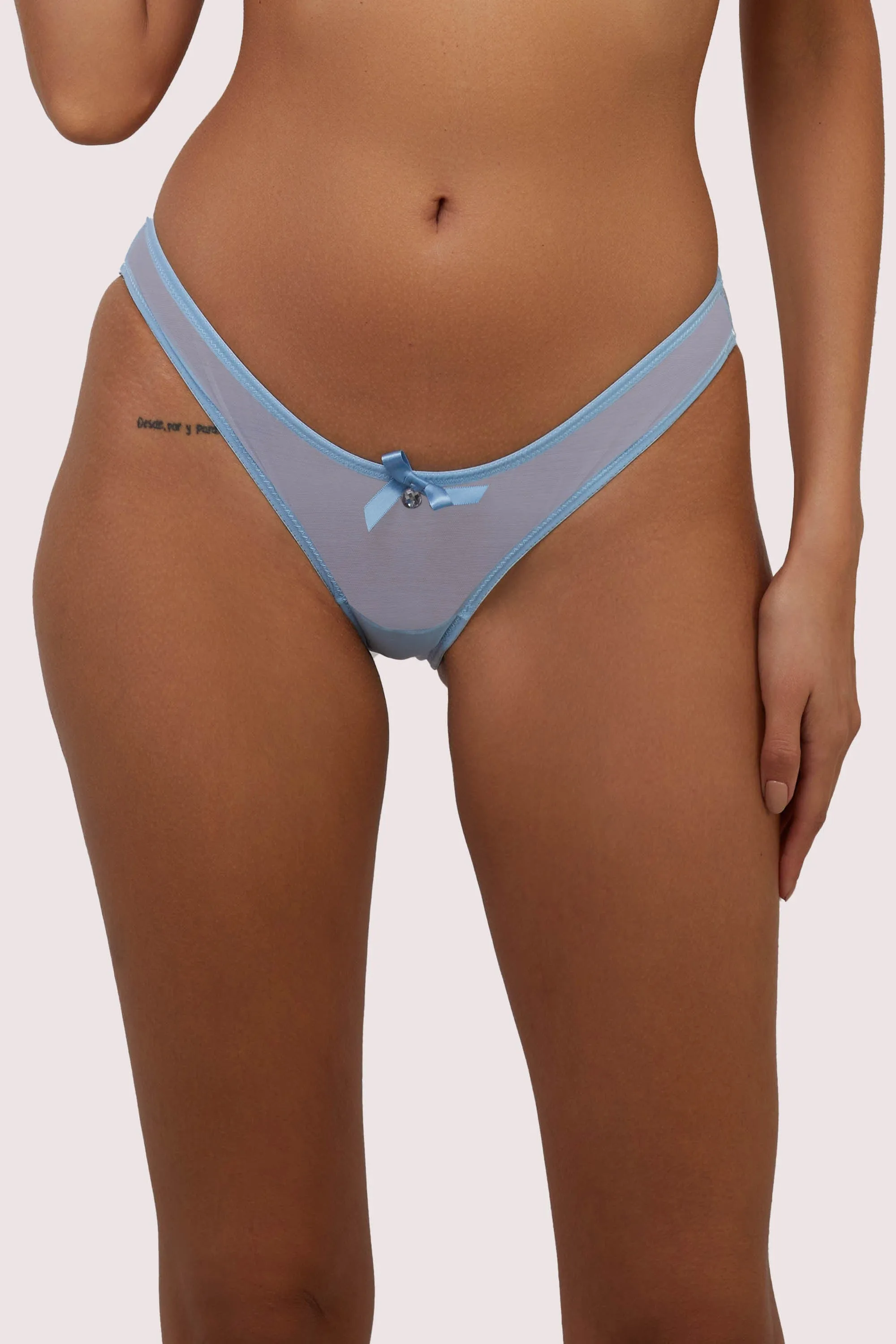 Lulu Baby Blue Diamanté Marabou Brief